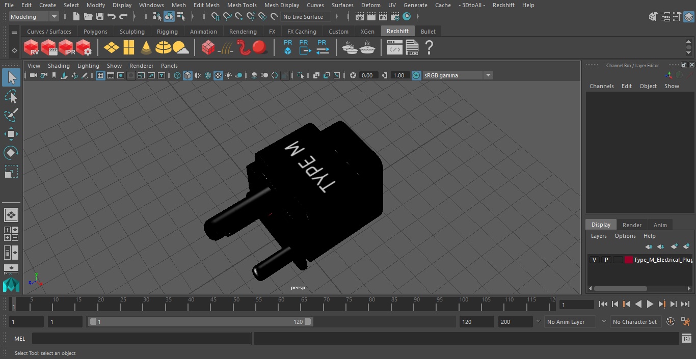 3D Type M Electrical Plug Adapter Black