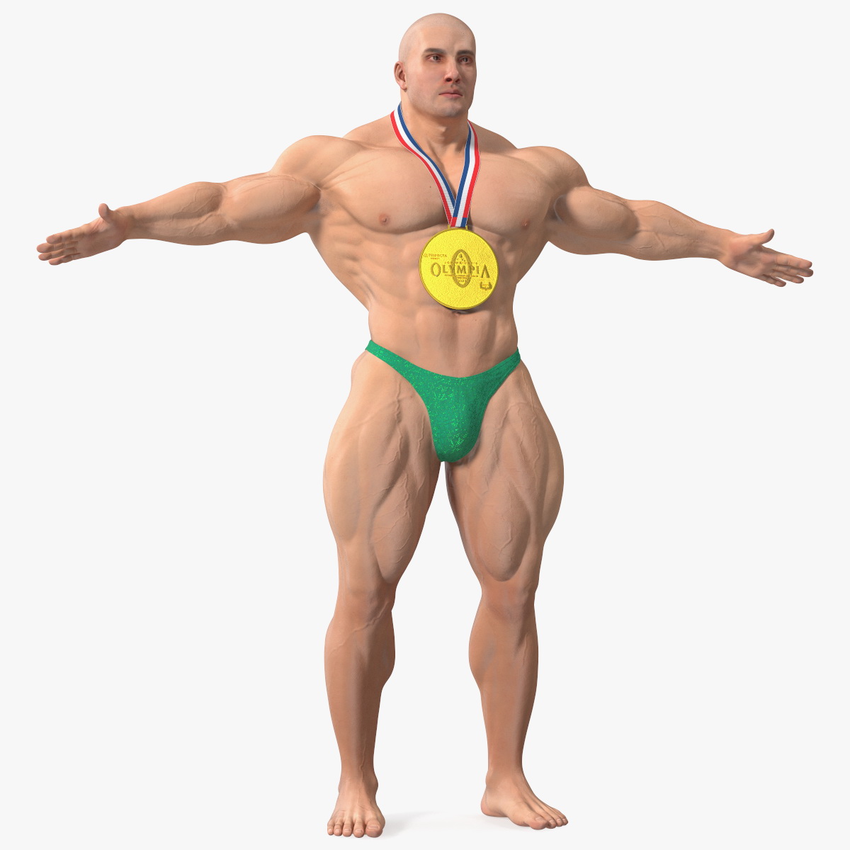 Bodybuilder Man Character T-Pose, view 7