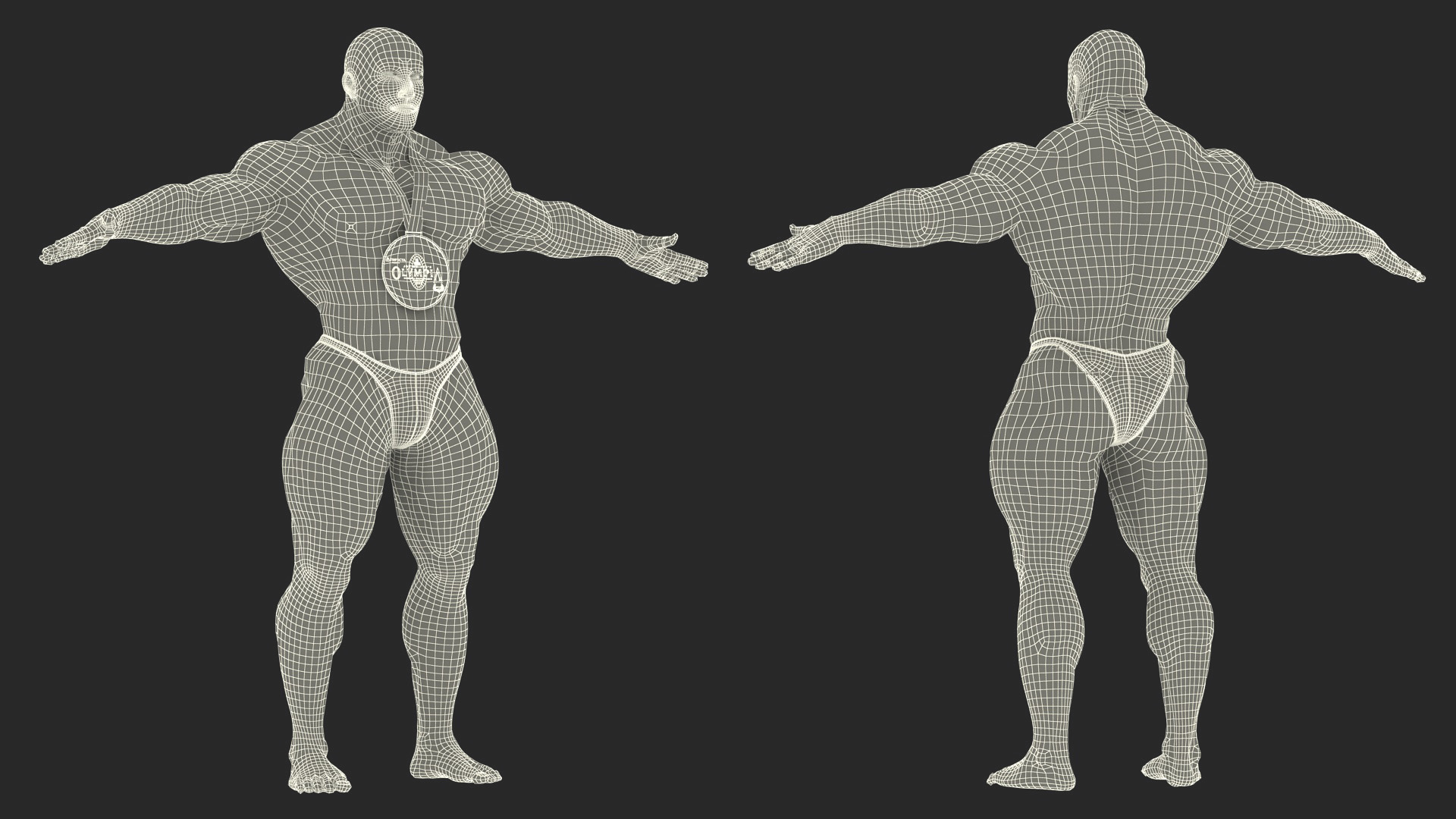 Bodybuilder Man Character T-Pose 3D