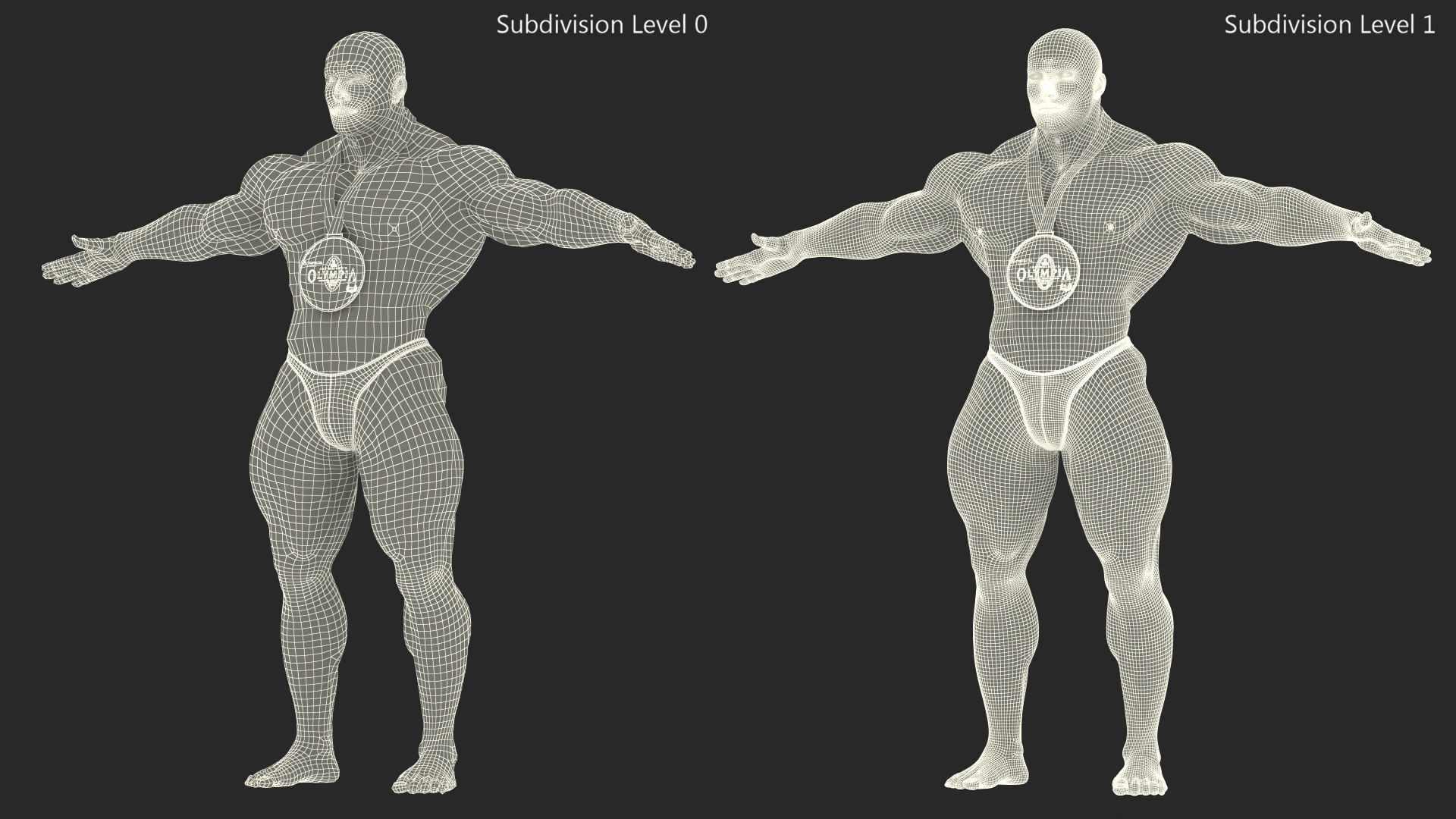 Bodybuilder Man Character T-Pose 3D