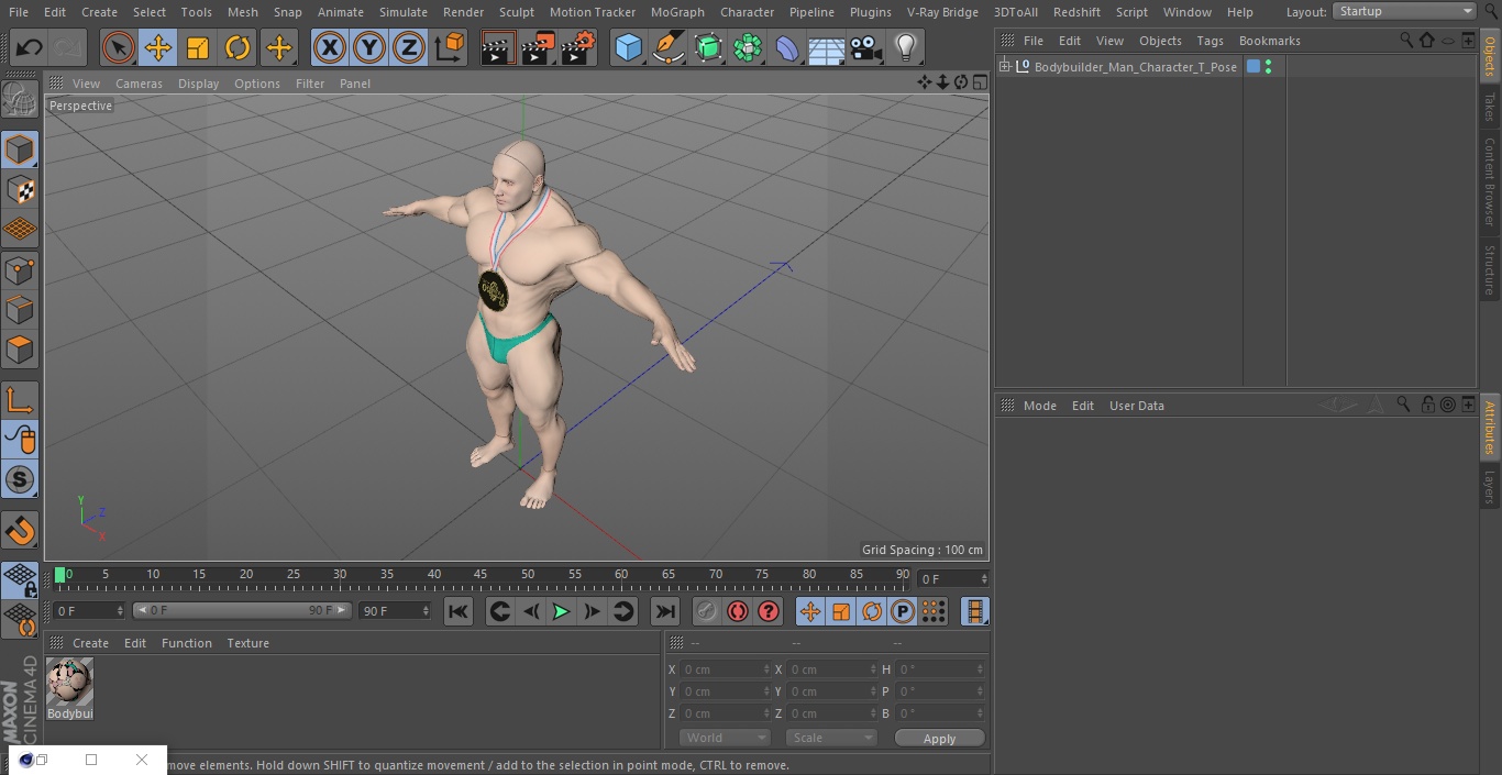 Bodybuilder Man Character T-Pose 3D