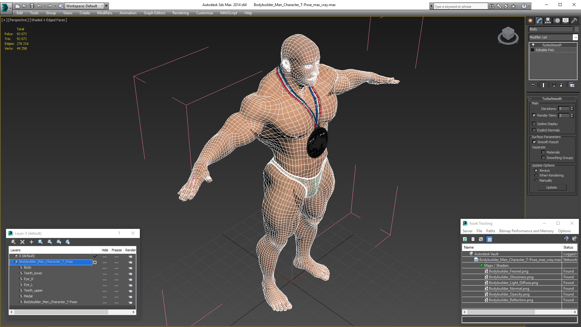 Bodybuilder Man Character T-Pose 3D
