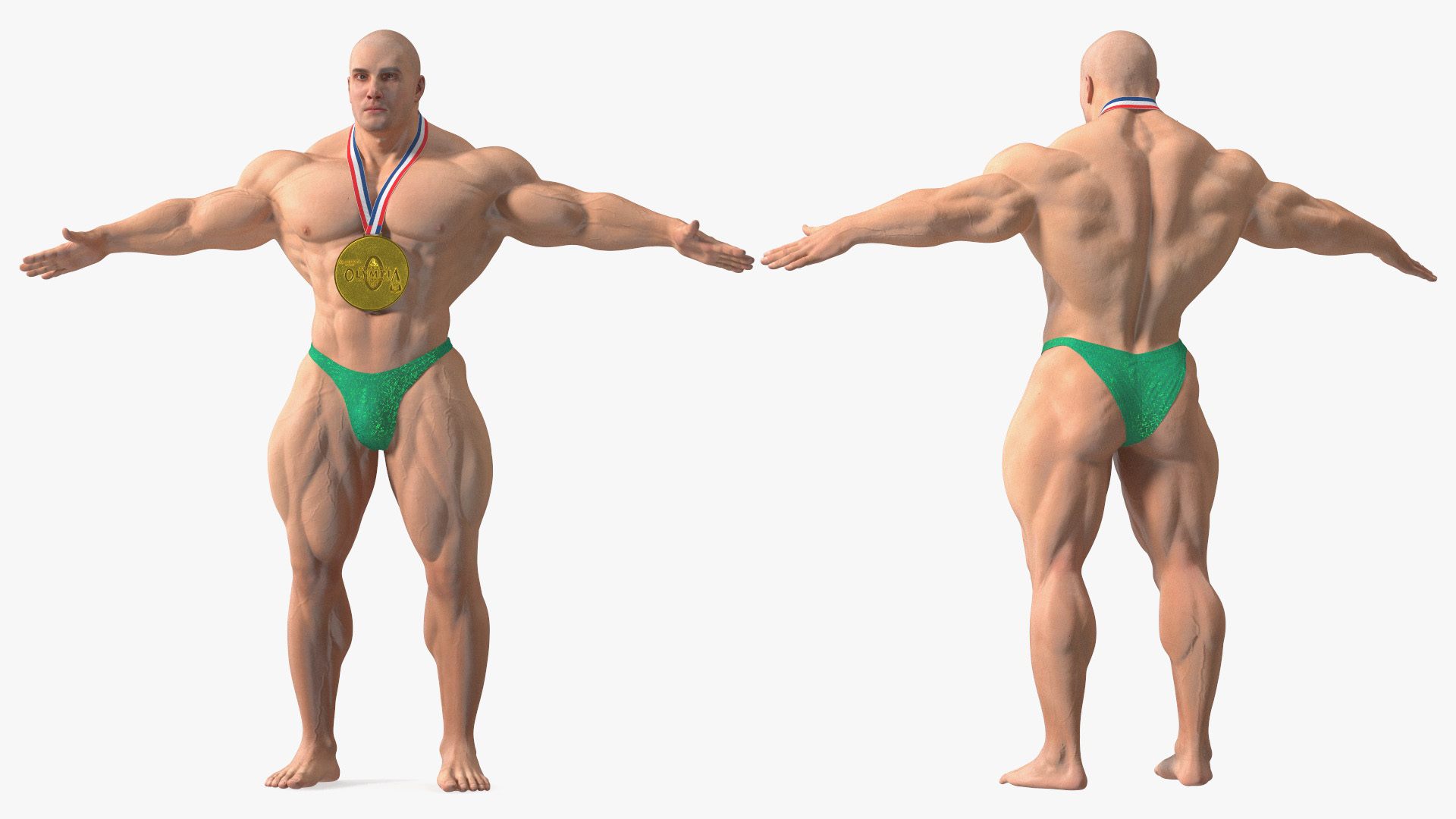 Bodybuilder Man Character T-Pose 3D
