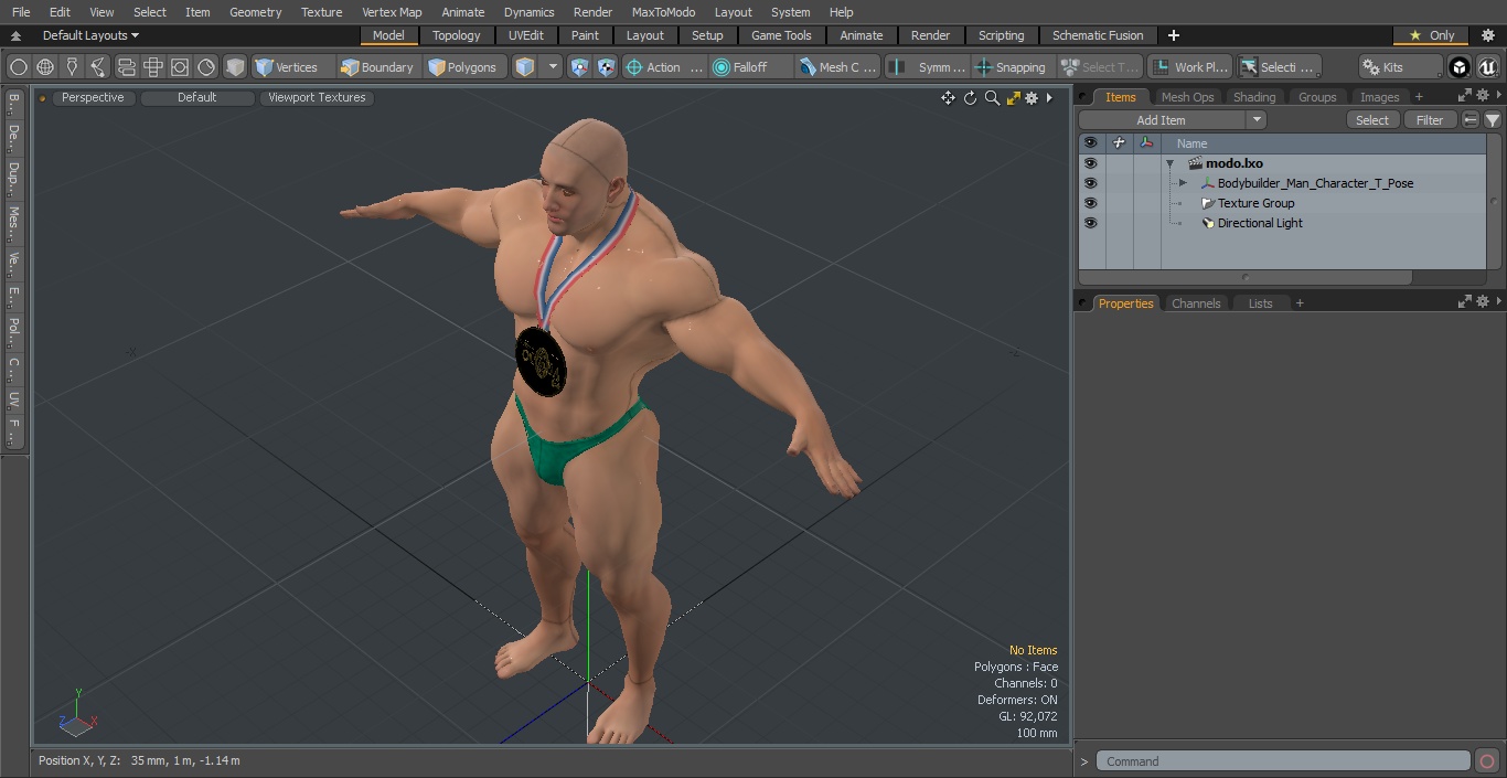 Bodybuilder Man Character T-Pose 3D