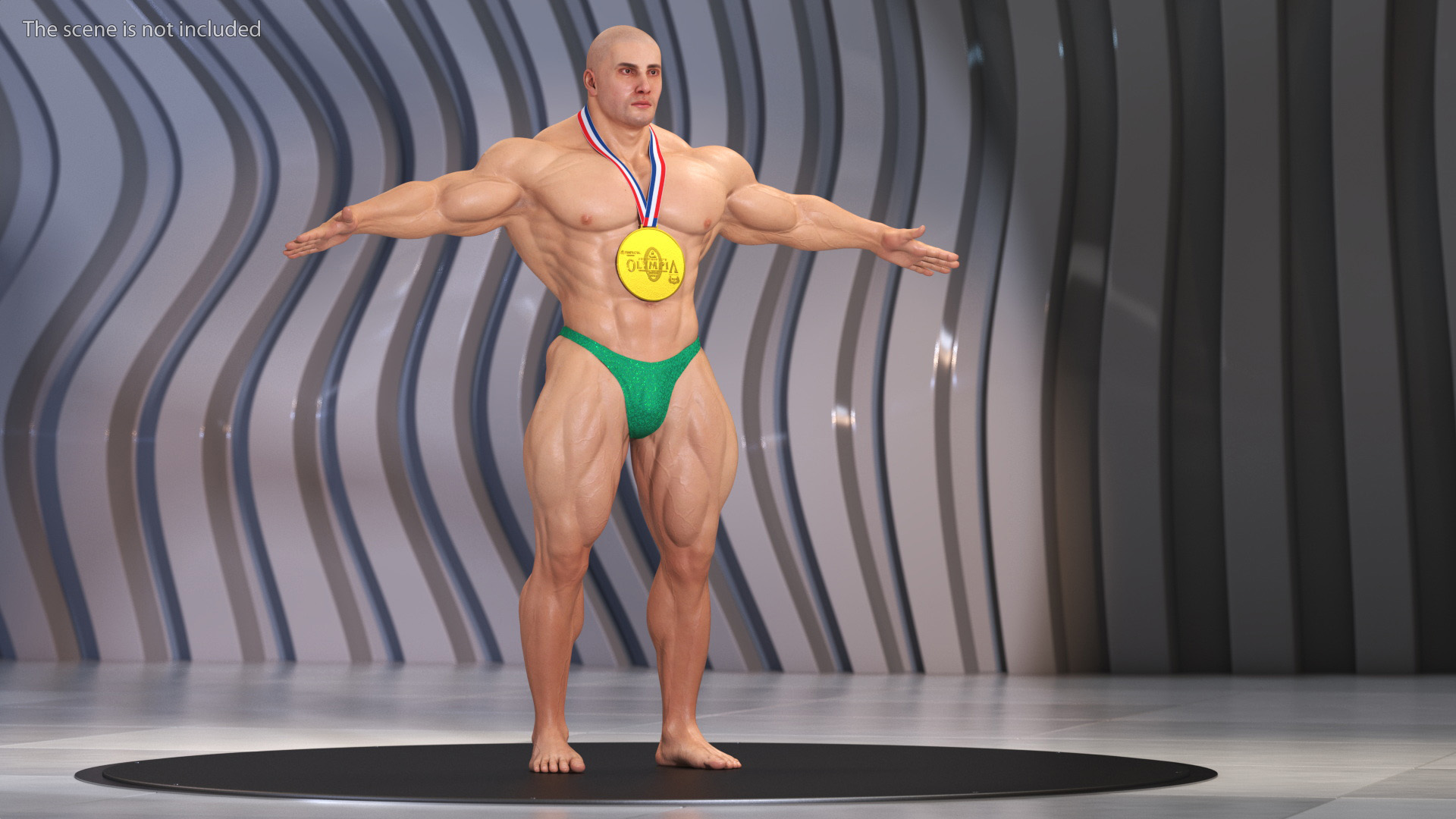 Bodybuilder Man Character T-Pose 3D