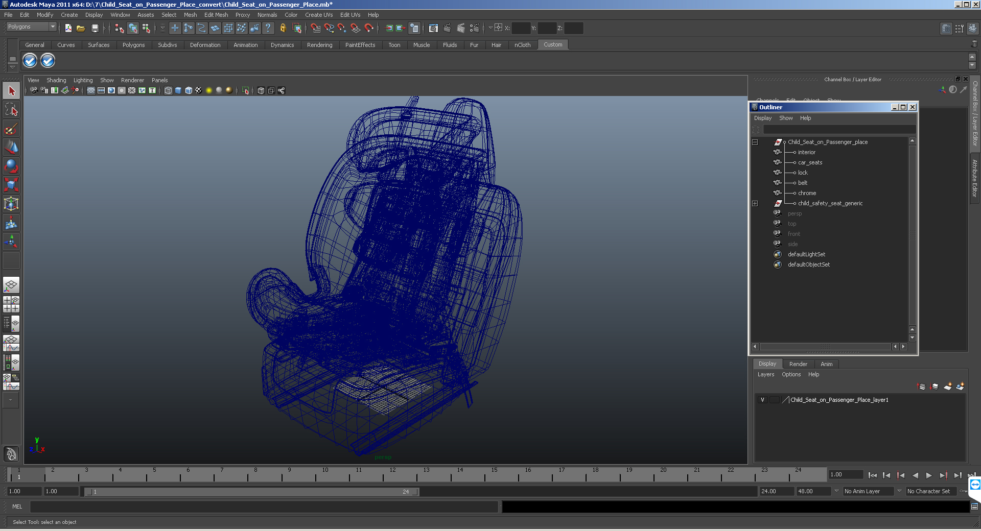 Child Seat on Passenger Place 3D model