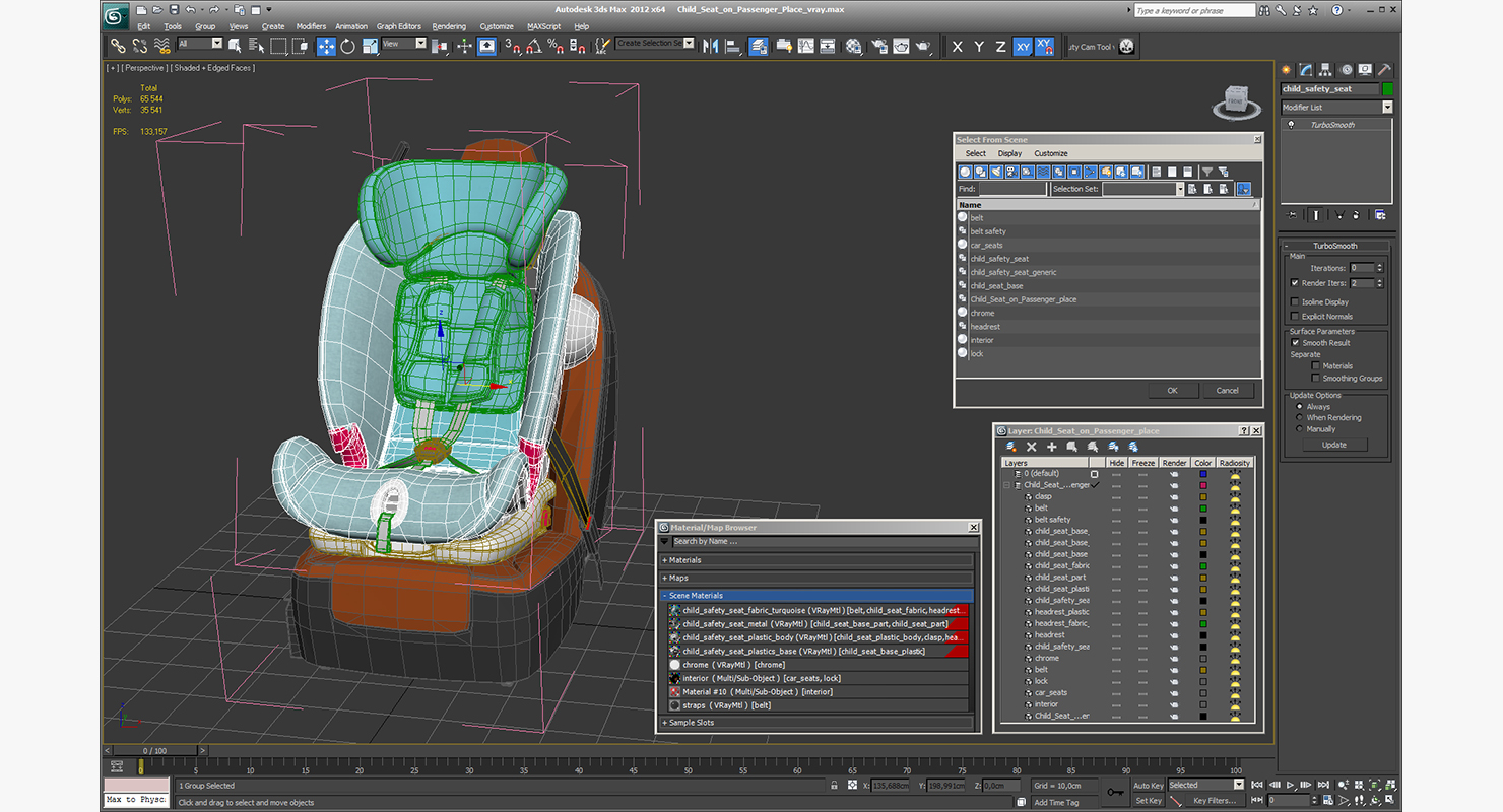 Child Seat on Passenger Place 3D model