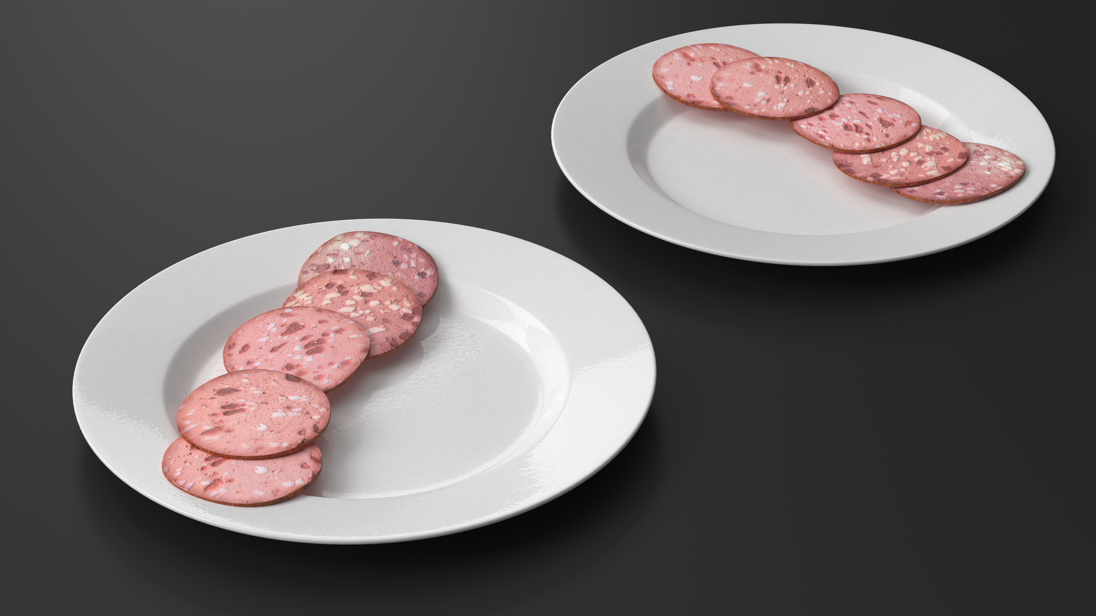 3D Veal Sausage on Plate