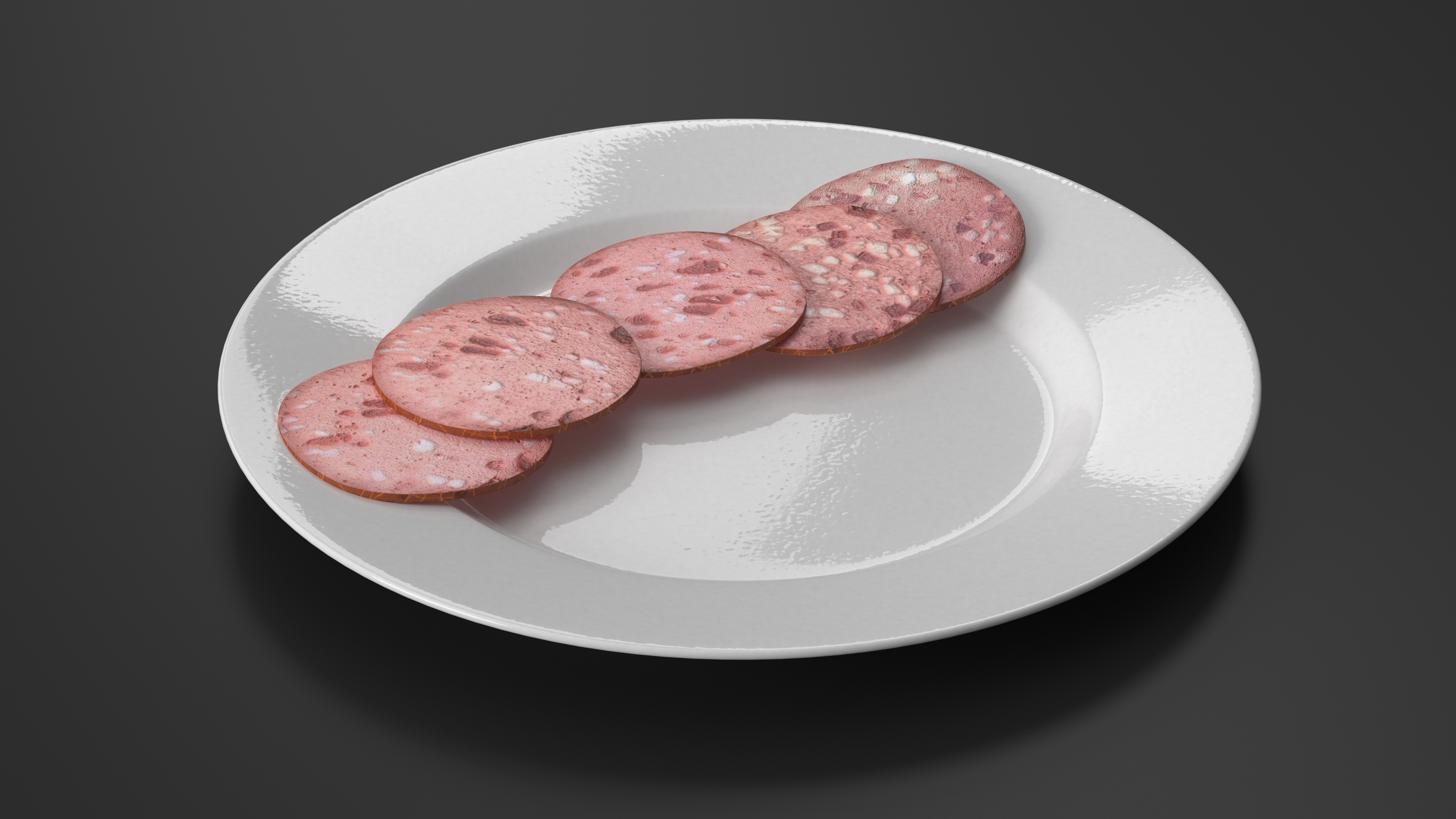 3D Veal Sausage on Plate