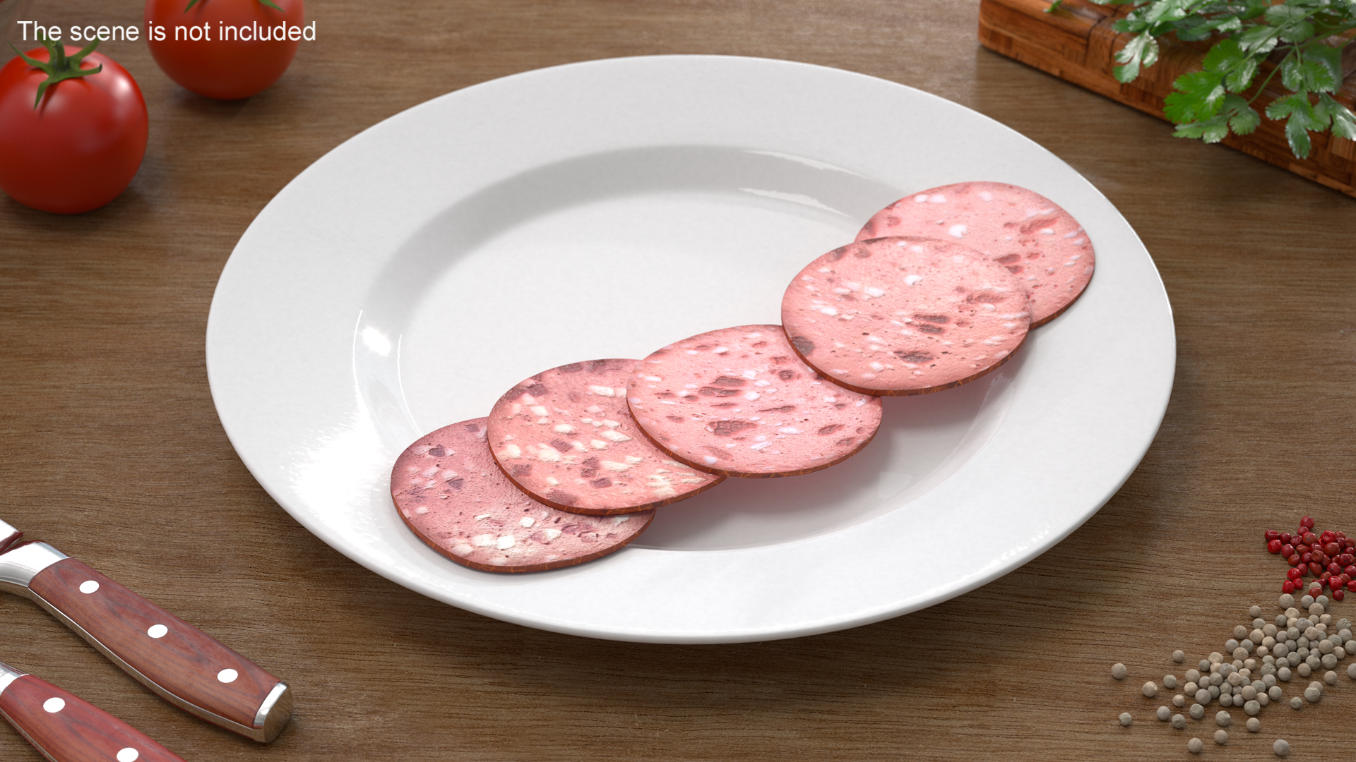 3D Veal Sausage on Plate