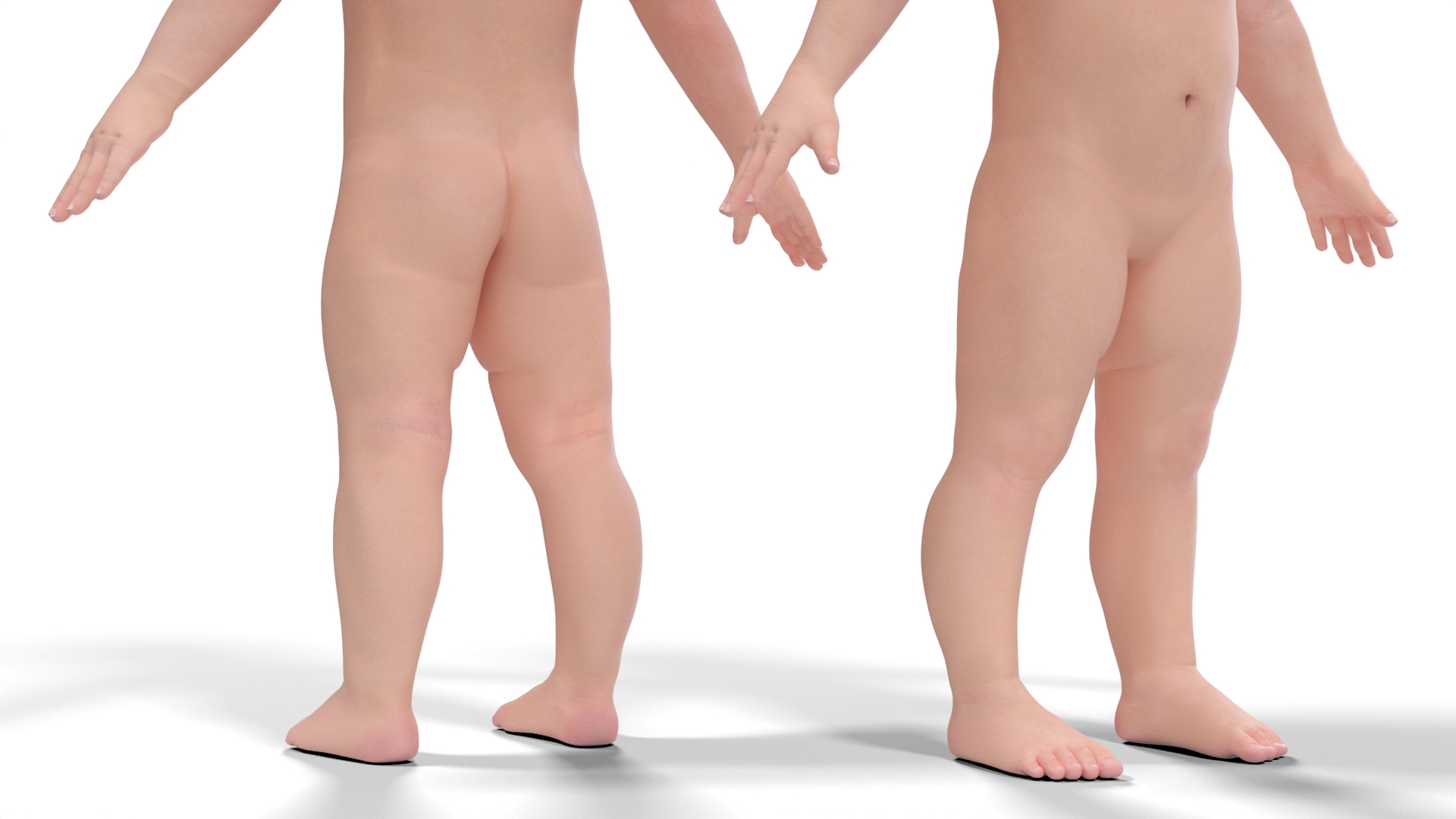 3D model Baby Girl A-Pose Fur