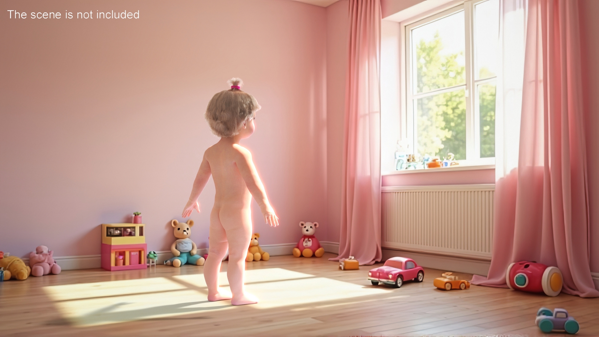 3D model Baby Girl A-Pose Fur