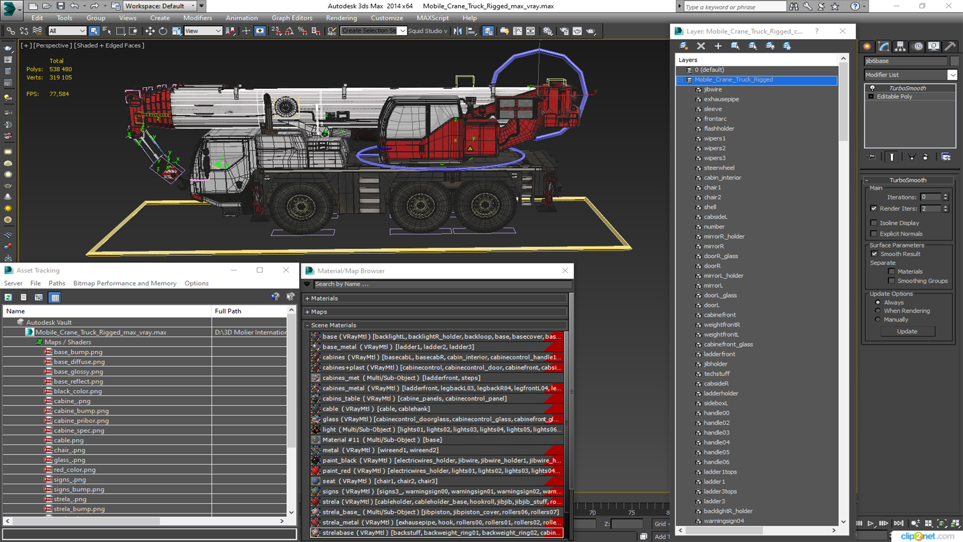 3D model Mobile Crane Truck Rigged