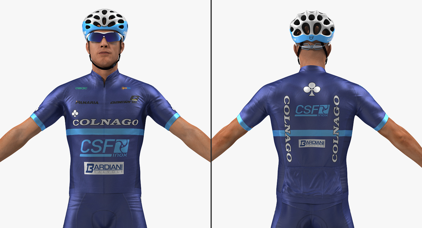 3D Bicyclist T Pose Blue Suit