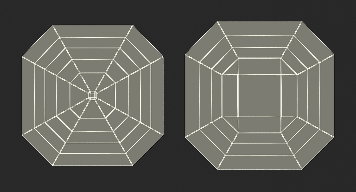 Asscher Cut Diamonds Set 3D model