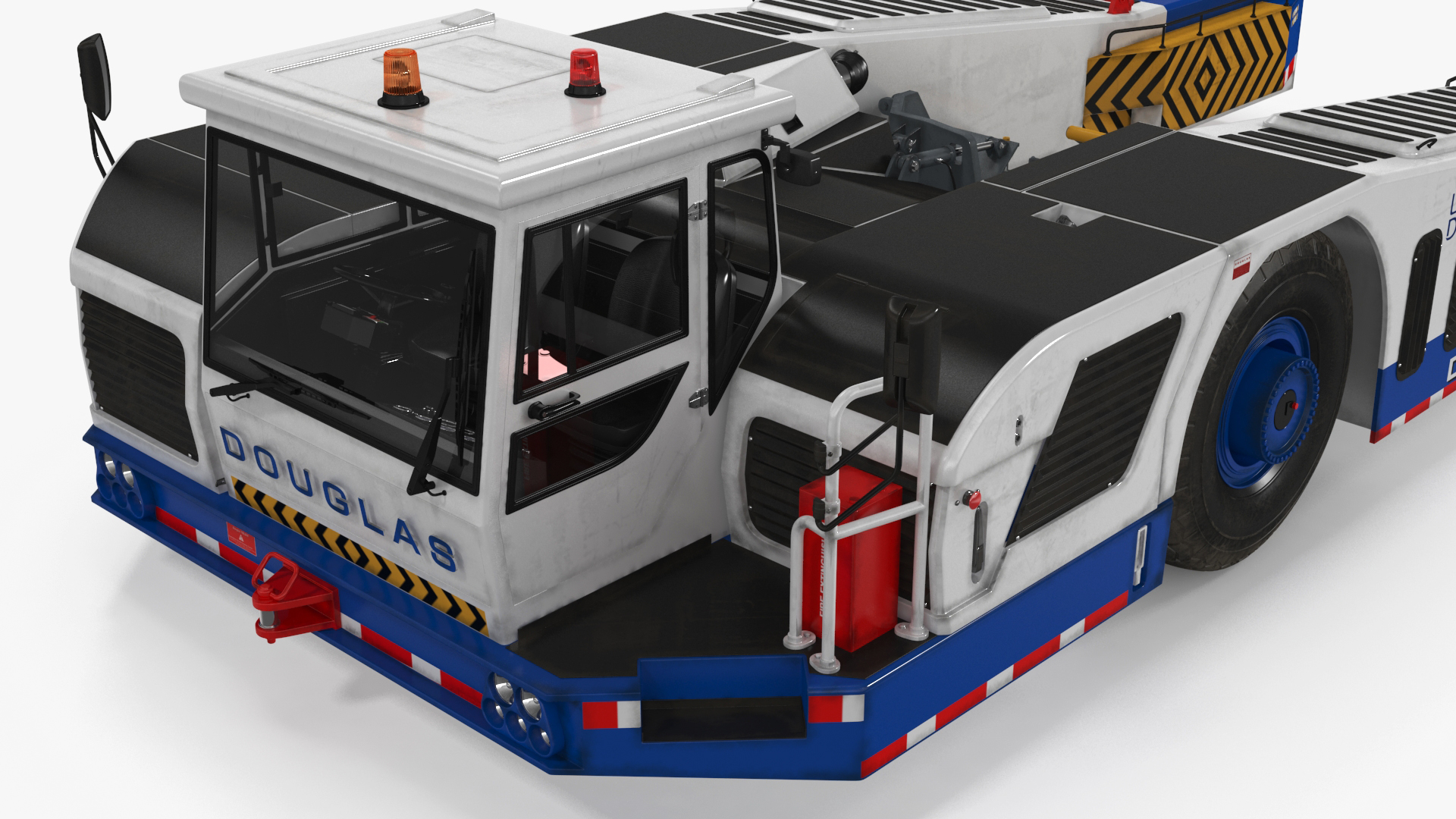 3D Airplane Pulled by Towing Tractor model