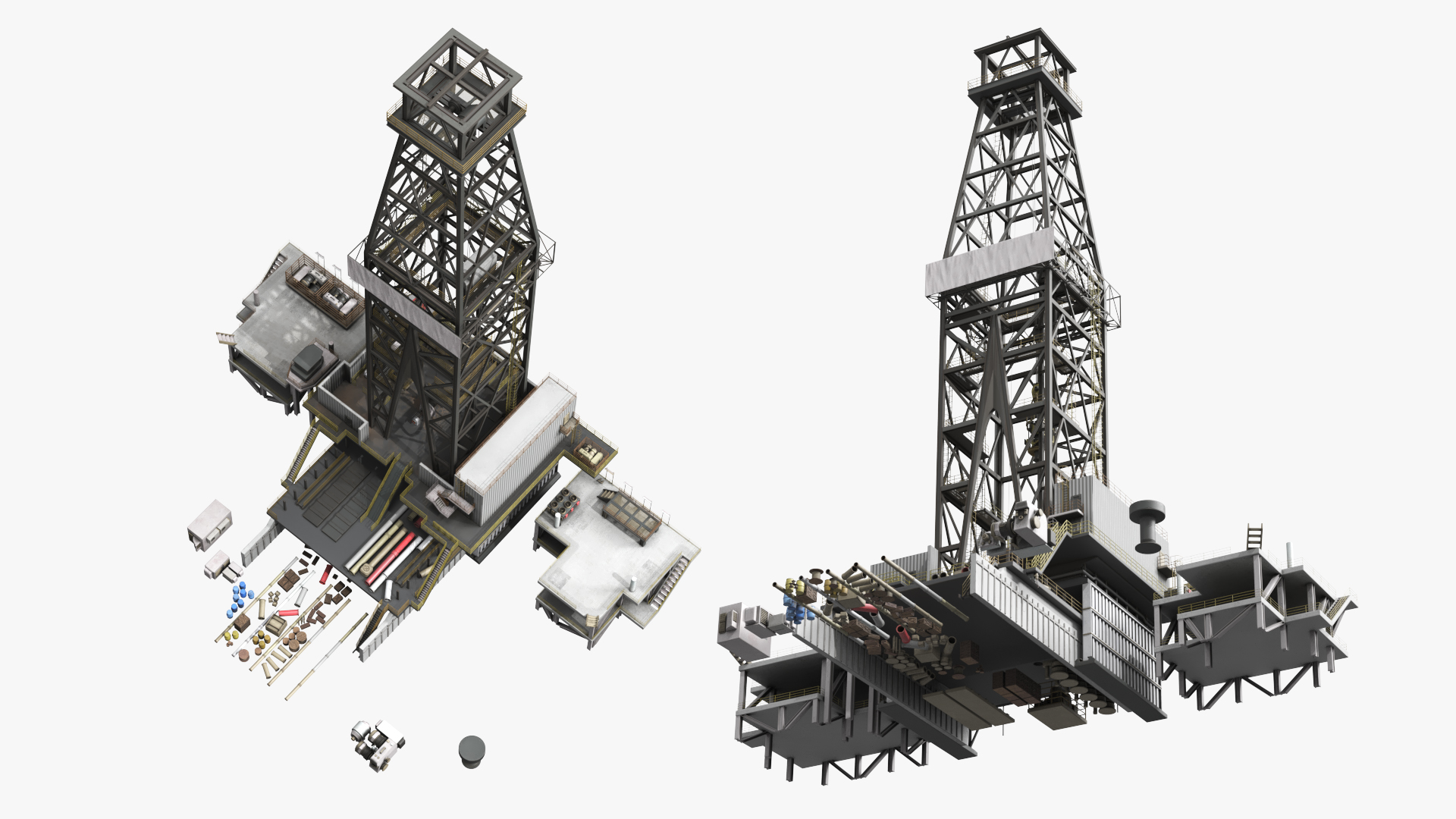 Marine Drill Derrick Tower with Service Equipment - view 4
