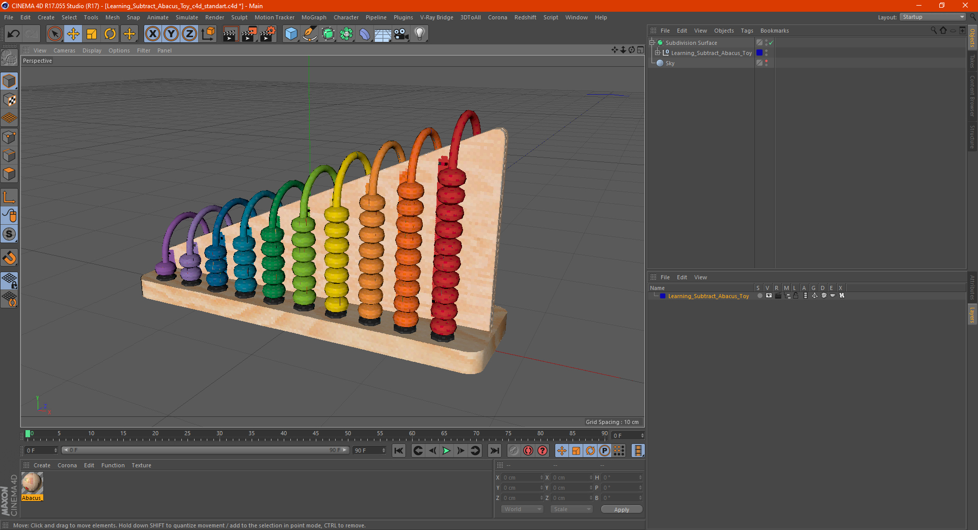 3D Learning Subtract Abacus Toy model
