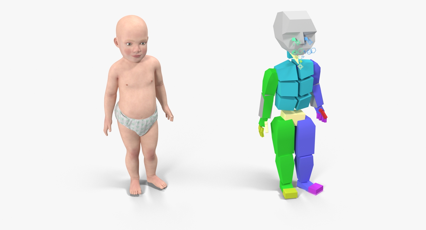 3D Small Baby Boy Rigged
