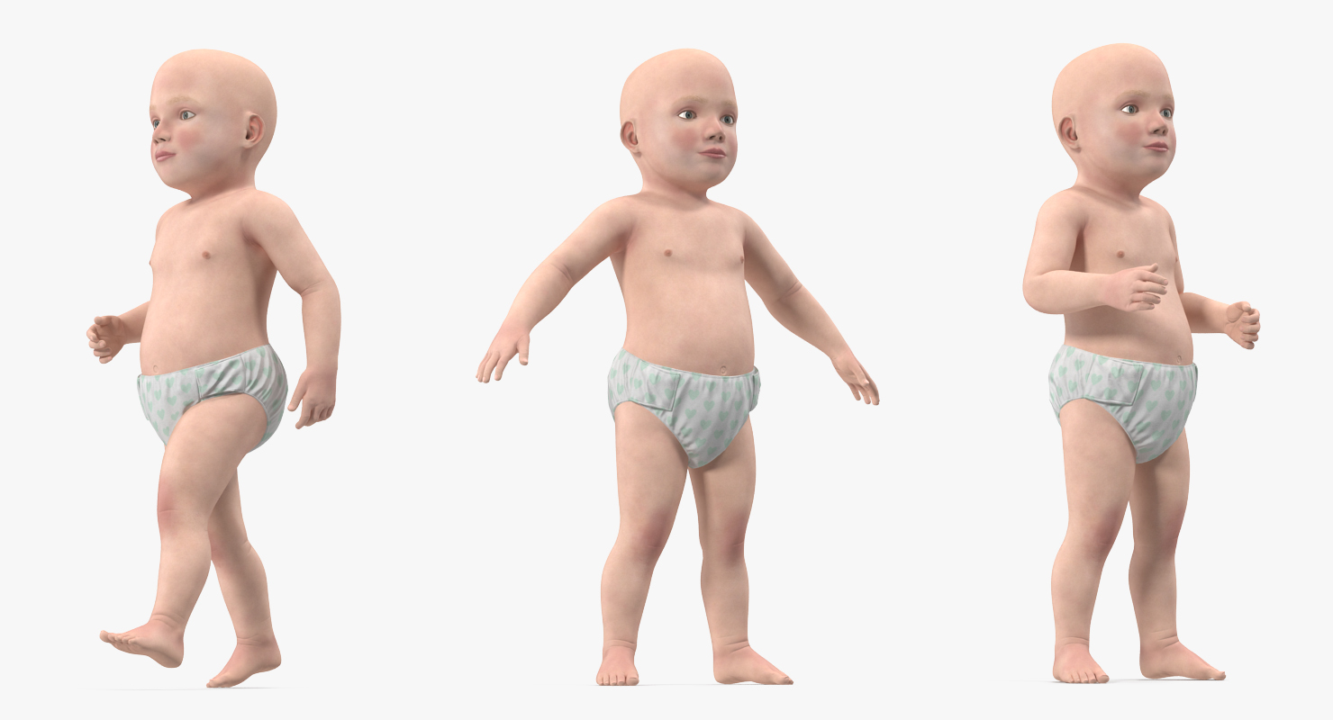 3D Small Baby Boy Rigged