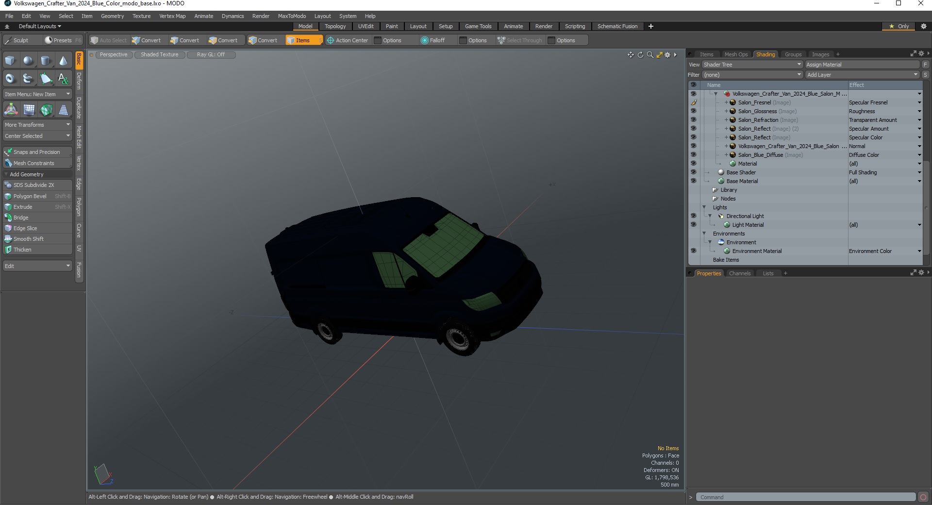 3D Volkswagen Crafter Van 2024 Blue Color model