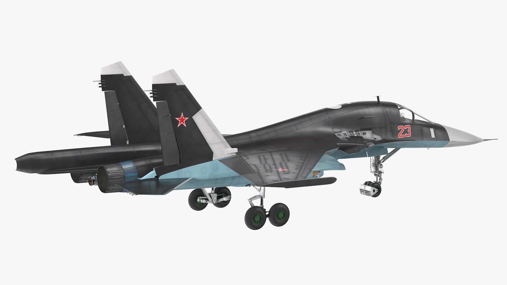 3D Su 34 Aircraft with X-31PM Supersonic Missile Rigged for Maya