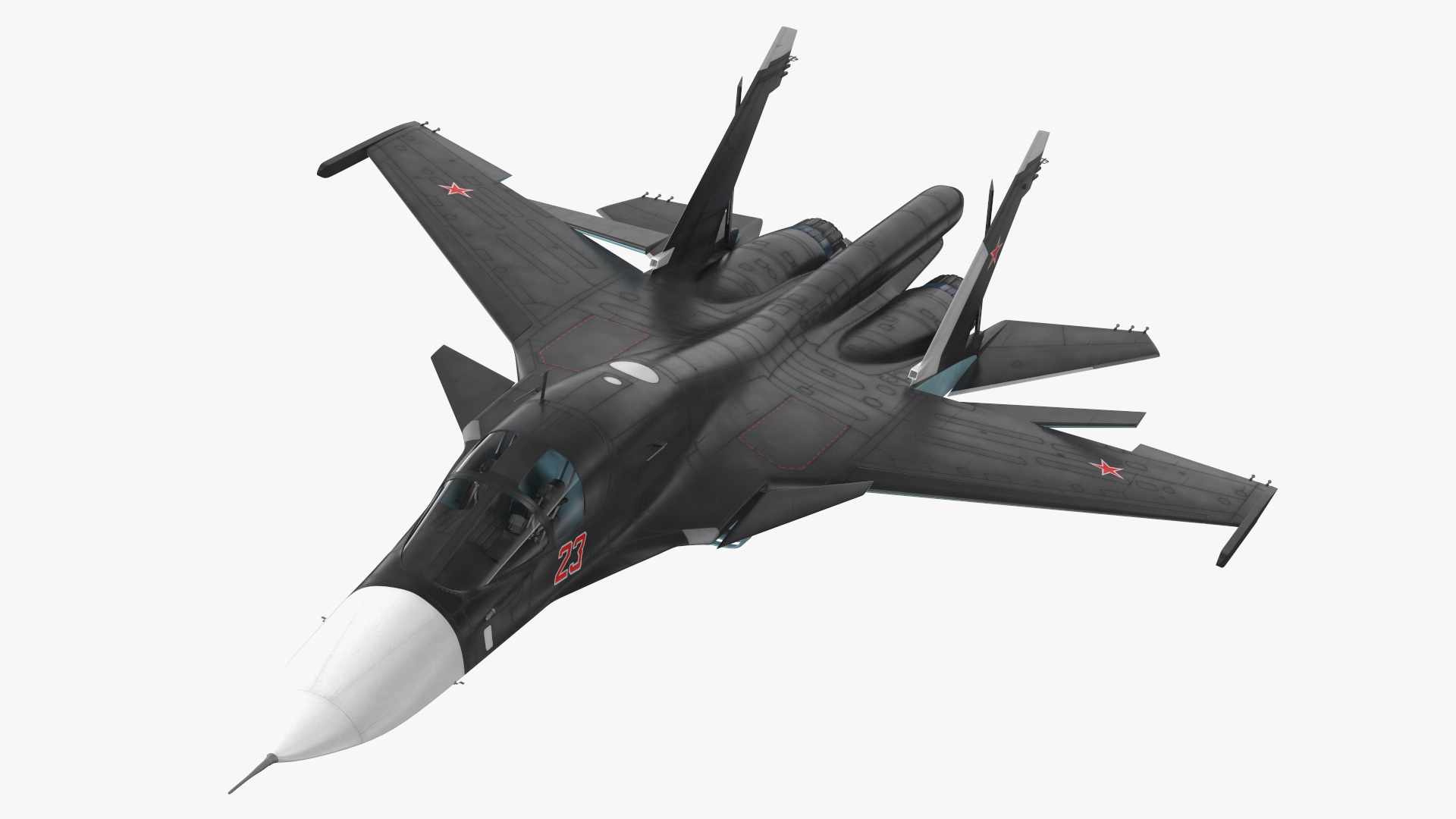3D Su 34 Aircraft with X-31PM Supersonic Missile Rigged for Maya