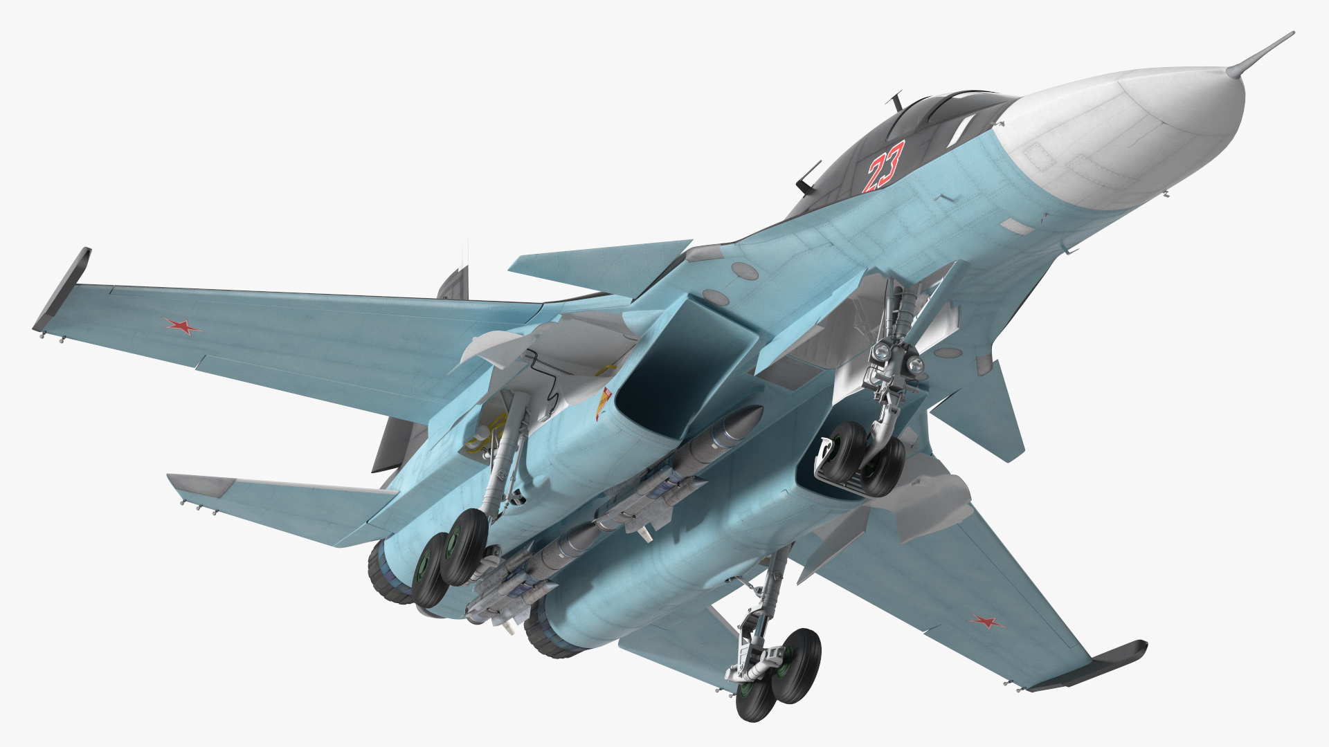 3D Su 34 Aircraft with X-31PM Supersonic Missile Rigged for Maya