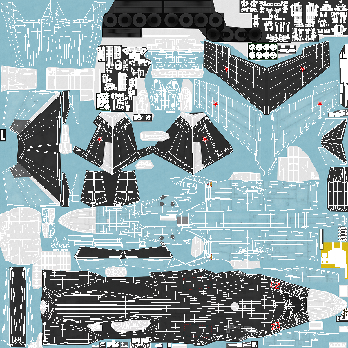 3D Su 34 Aircraft with X-31PM Supersonic Missile Rigged for Maya