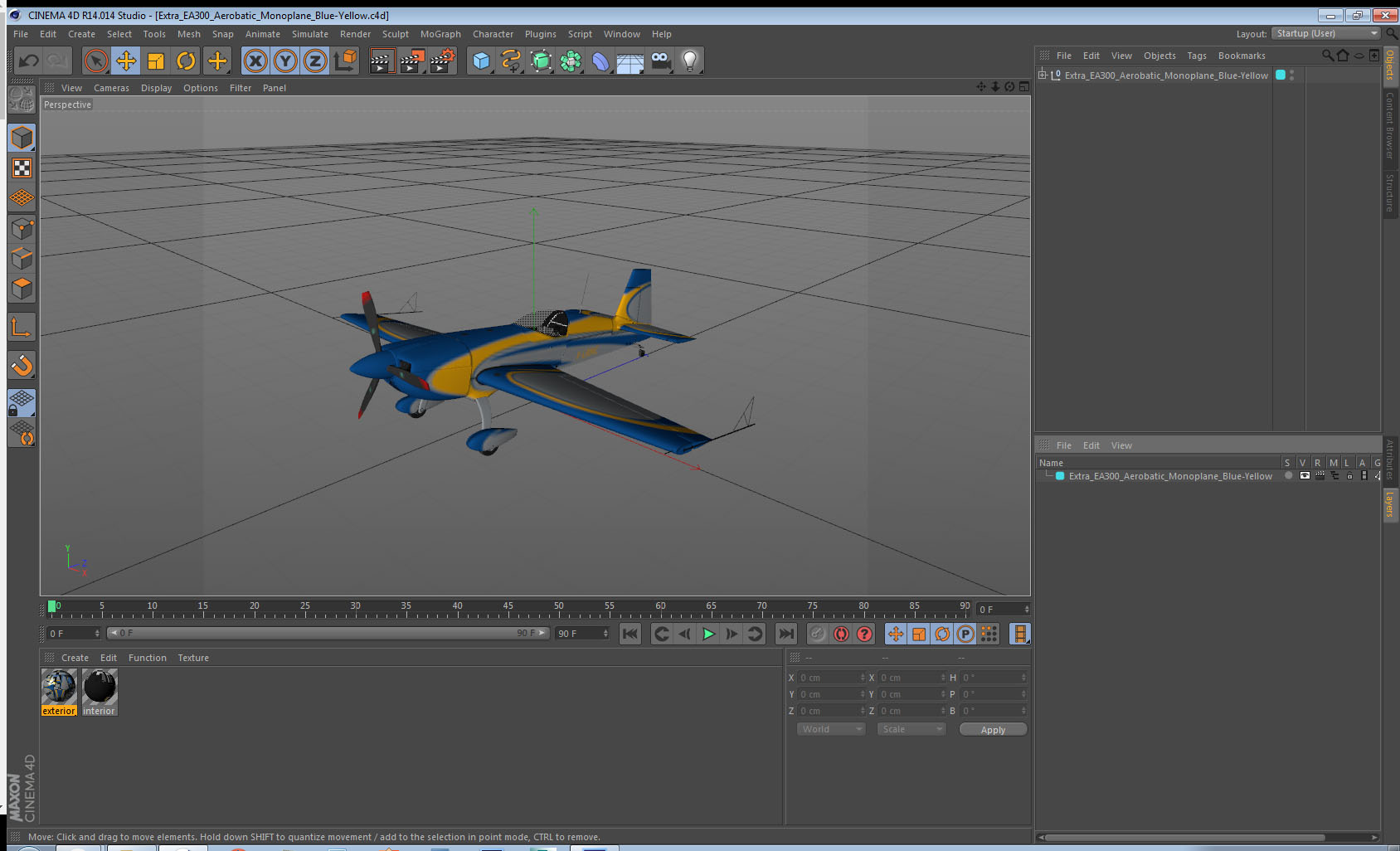 3D Extra EA300 Aerobatic Monoplane Blue-Yellow model