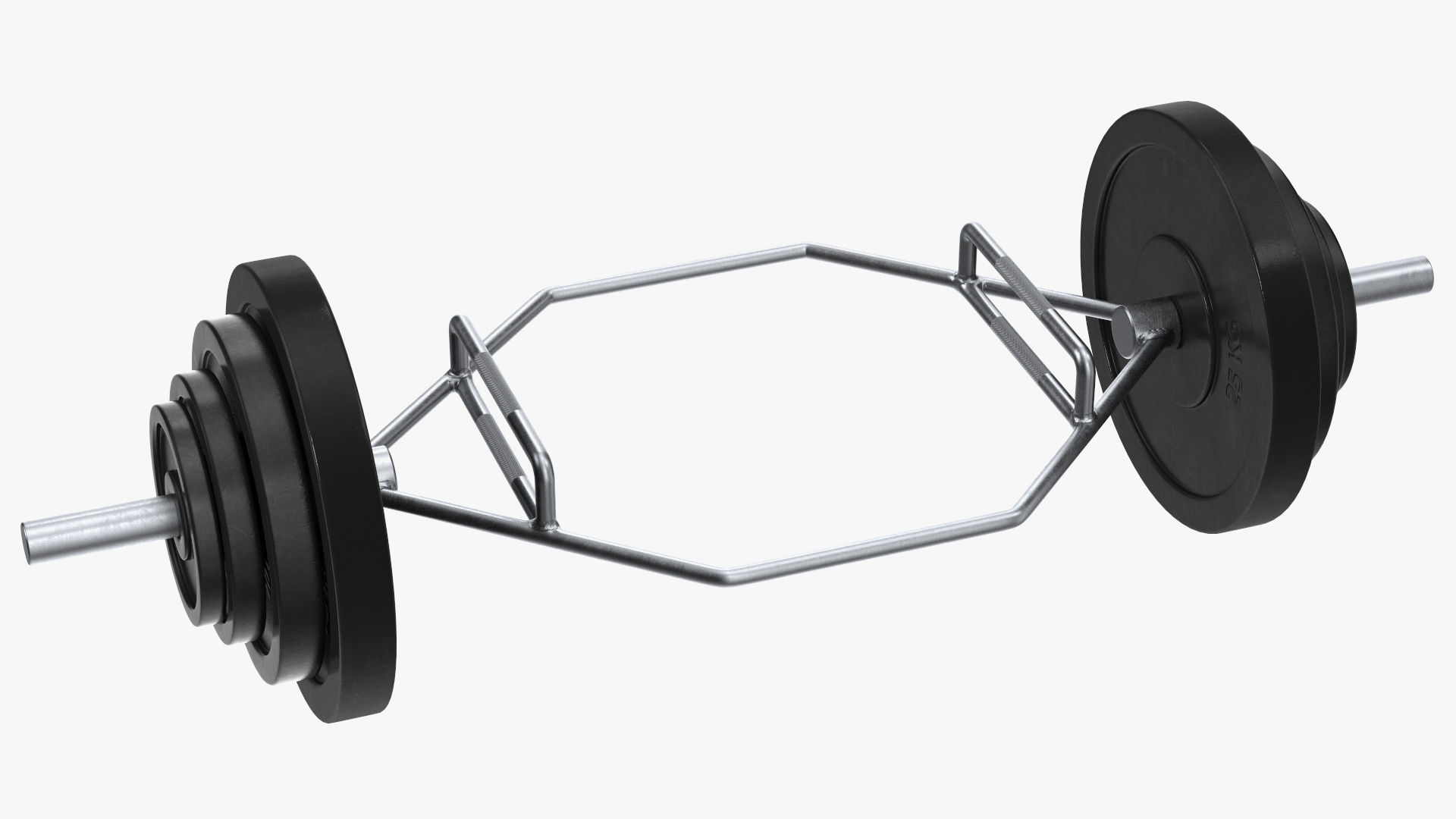 Olympic Hex Weight Lifting Trap Bar with Plates 3D
