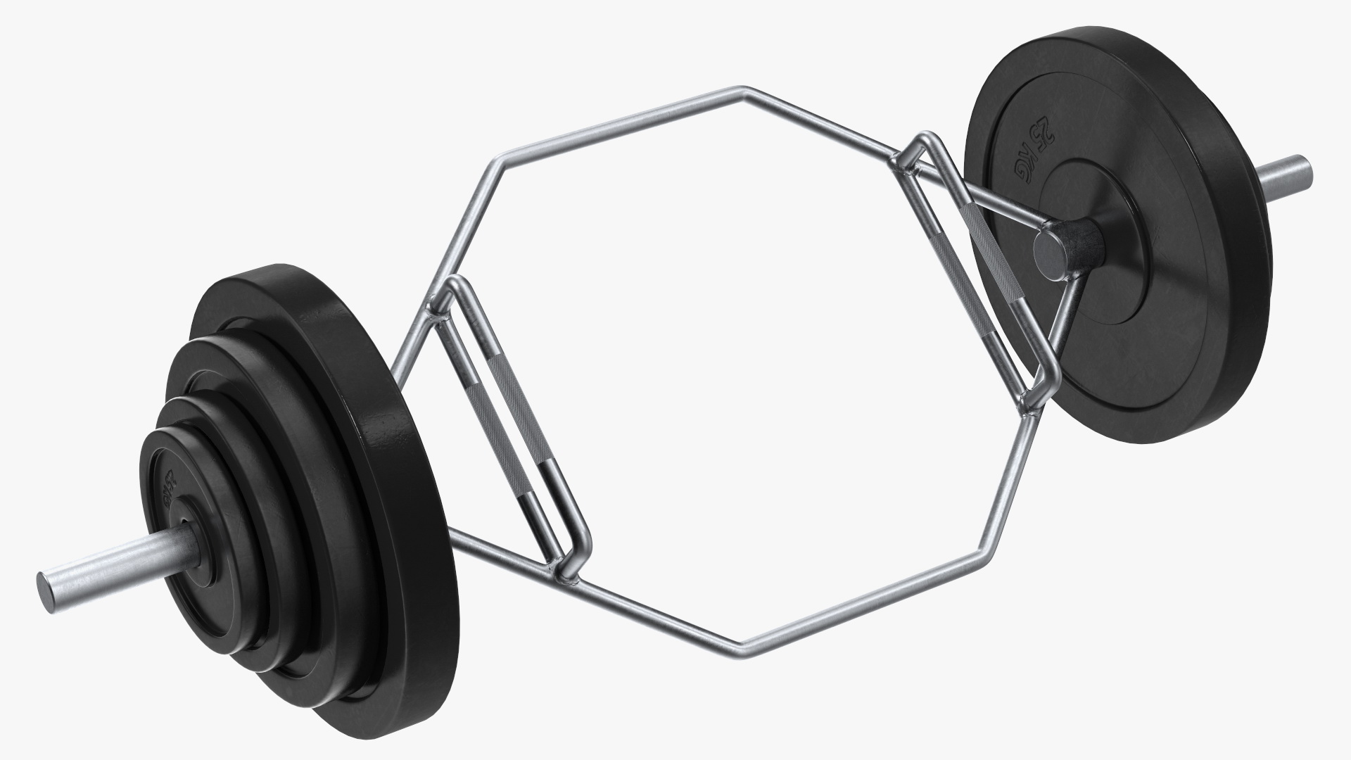 Olympic Hex Weight Lifting Trap Bar with Plates 3D