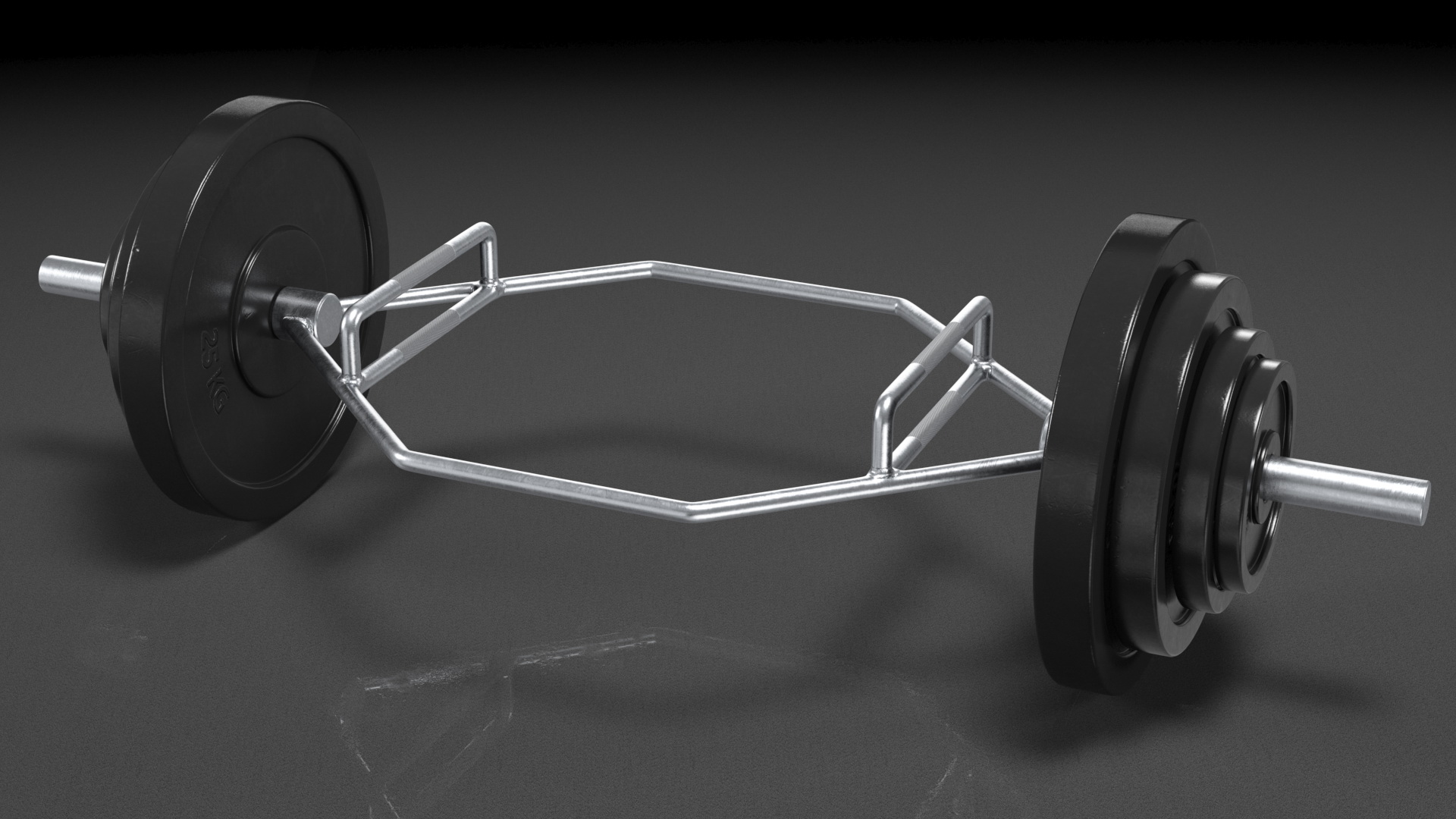Olympic Hex Weight Lifting Trap Bar with Plates 3D