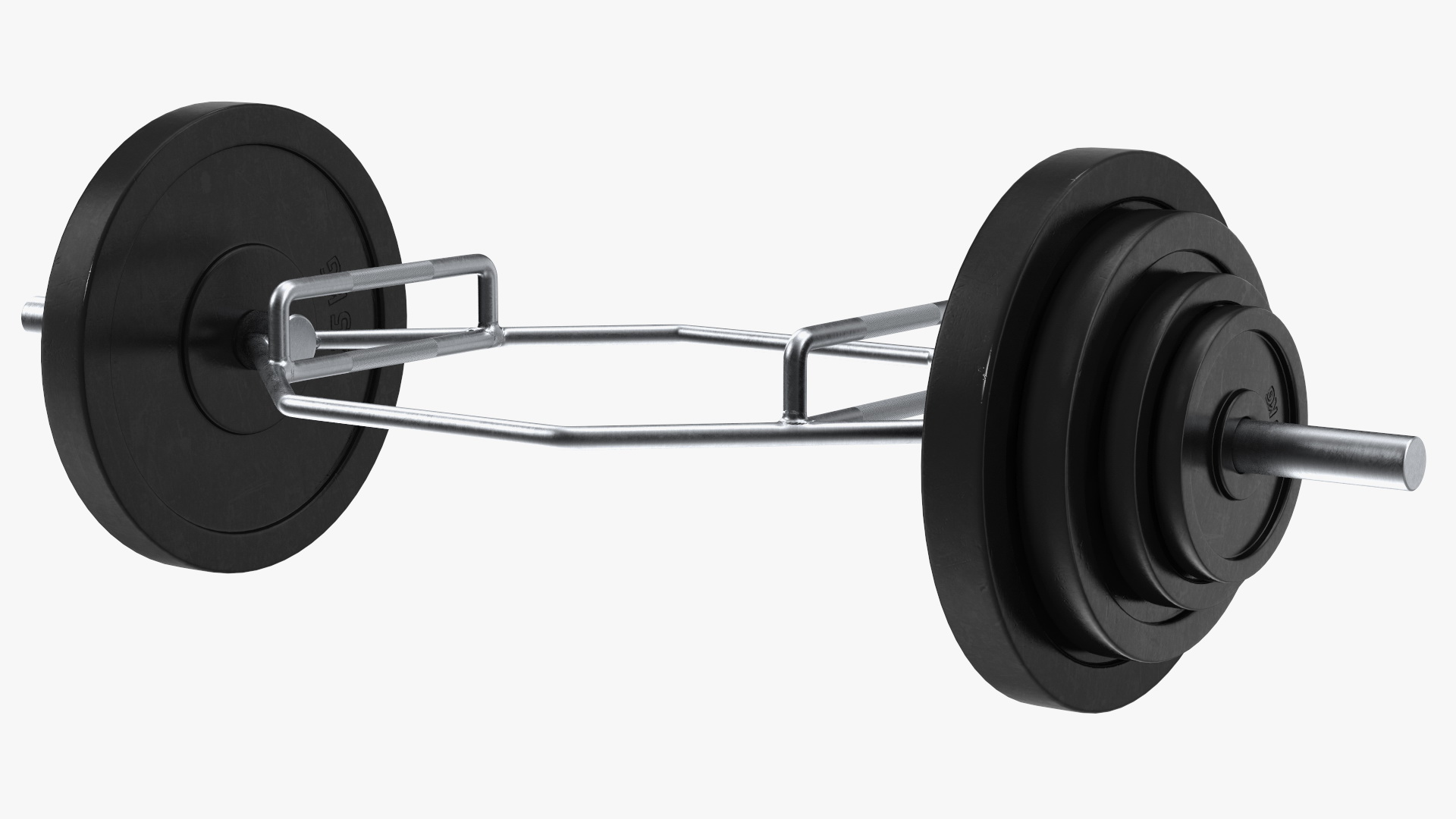 Olympic Hex Weight Lifting Trap Bar with Plates 3D