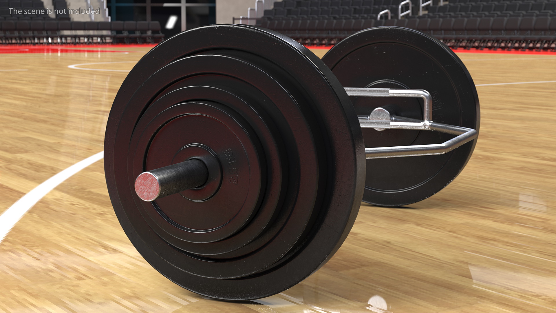 Olympic Hex Weight Lifting Trap Bar with Plates 3D