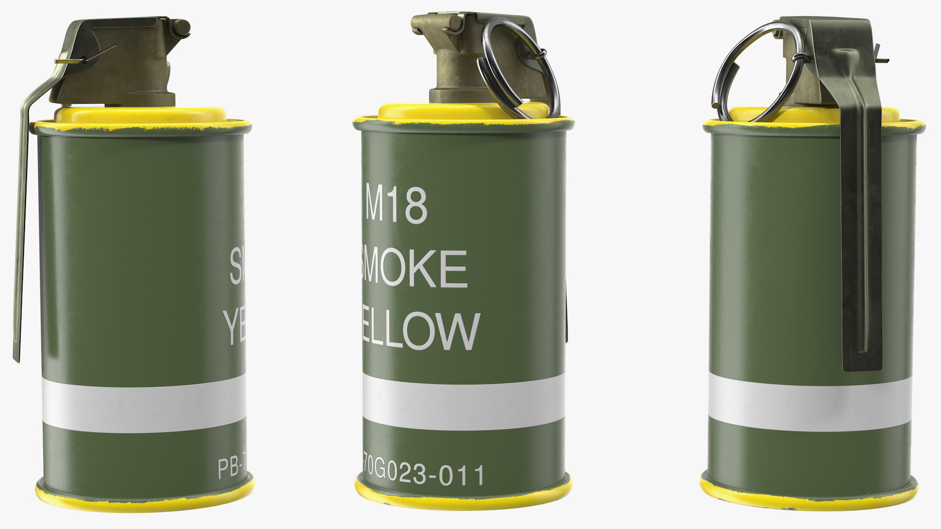 M18 Colored Smoke Grenade Yellow 3D