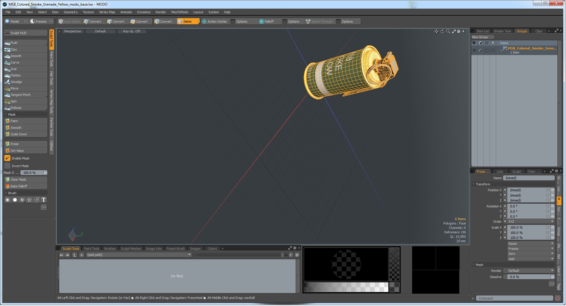 M18 Colored Smoke Grenade Yellow 3D