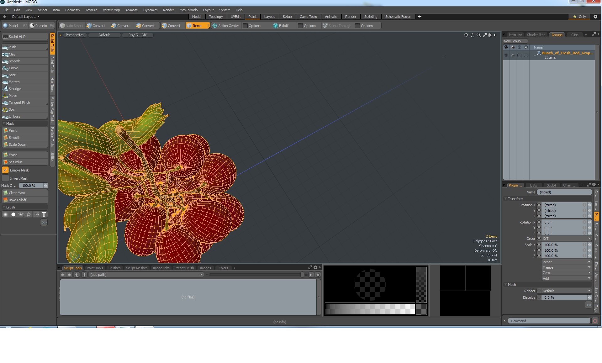 3D model Bunch of Fresh Red Grapes