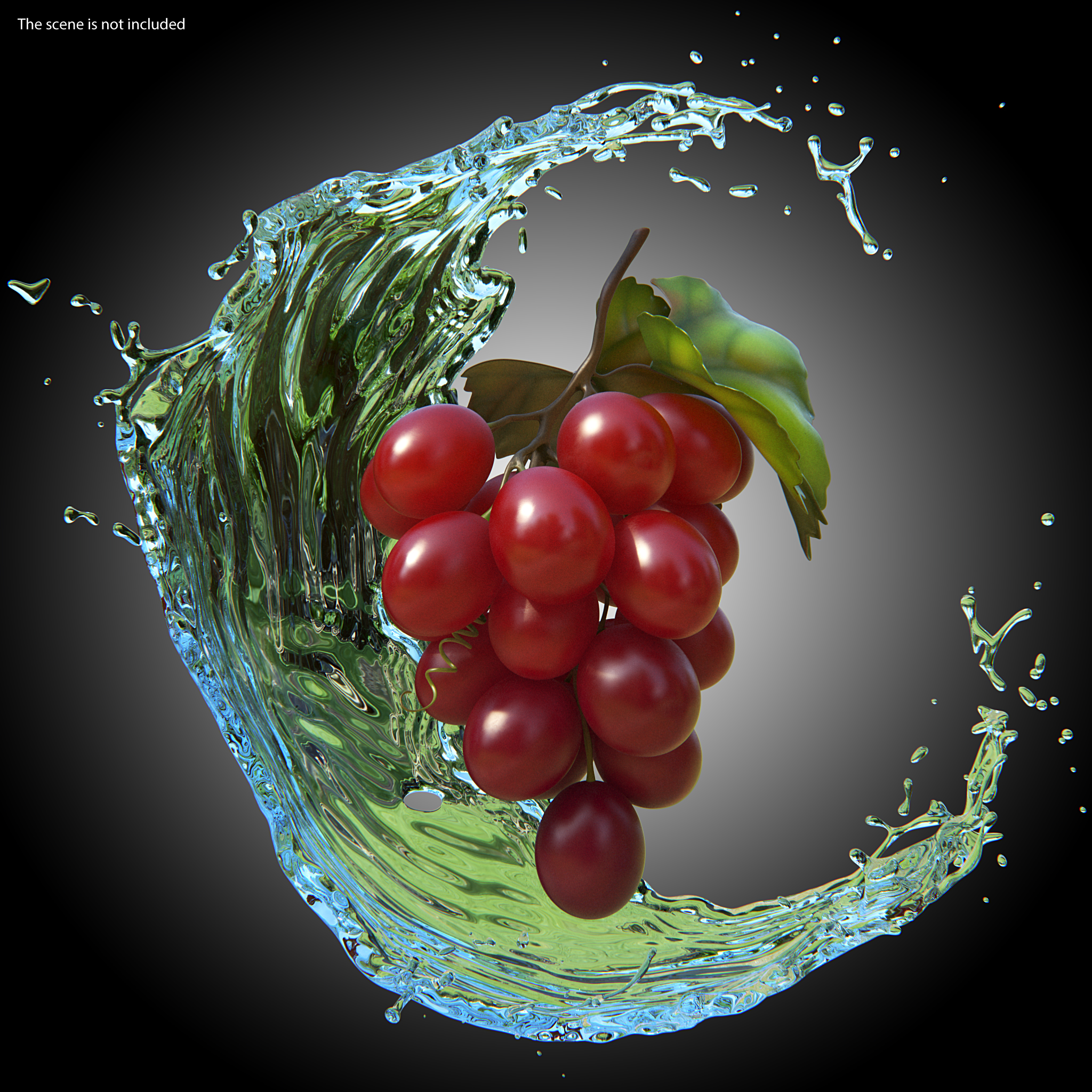 3D model Bunch of Fresh Red Grapes