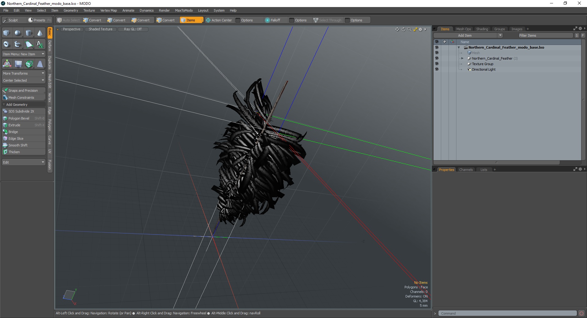 3D model Northern Cardinal Feather