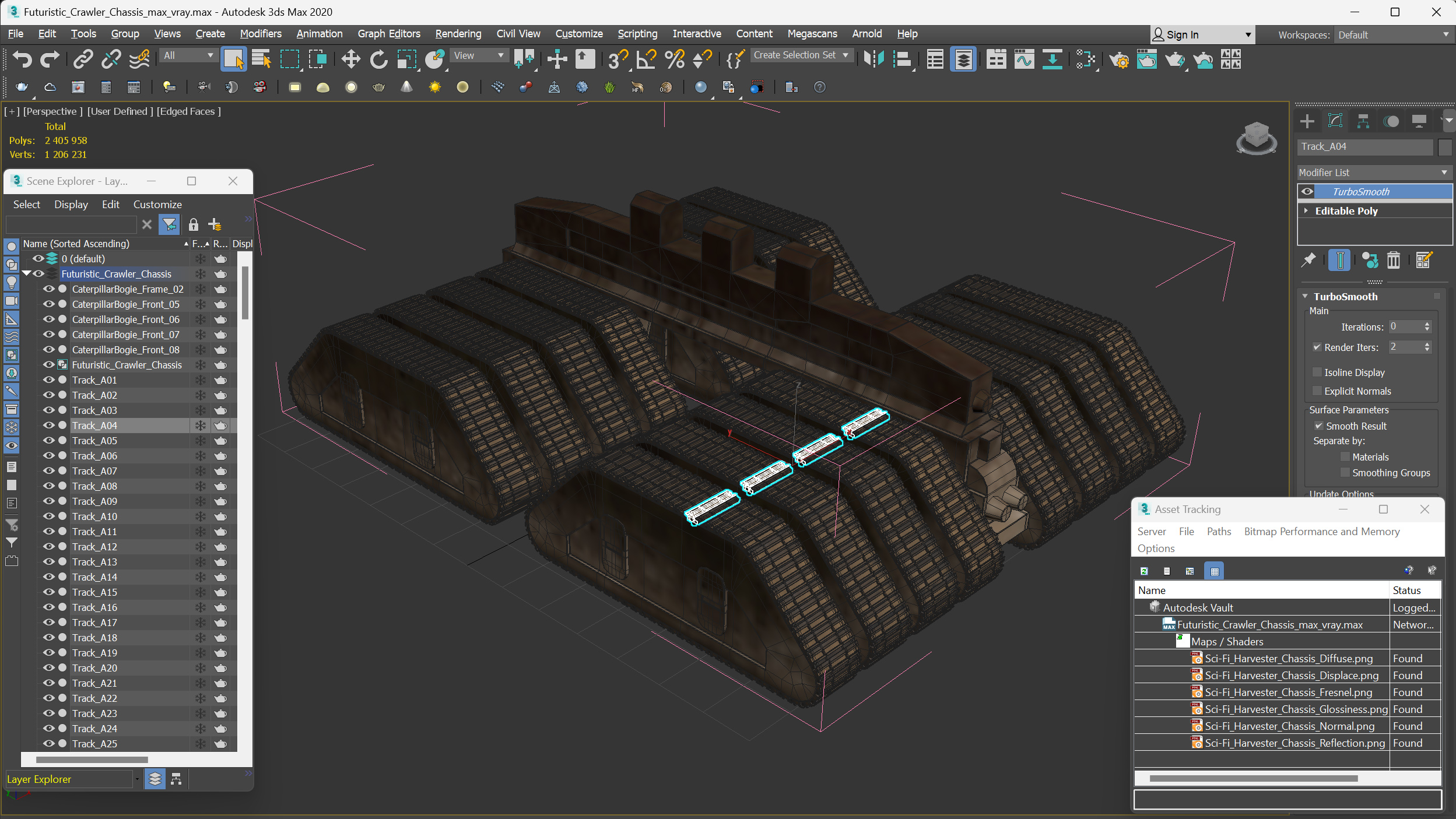 3D Futuristic Crawler Chassis