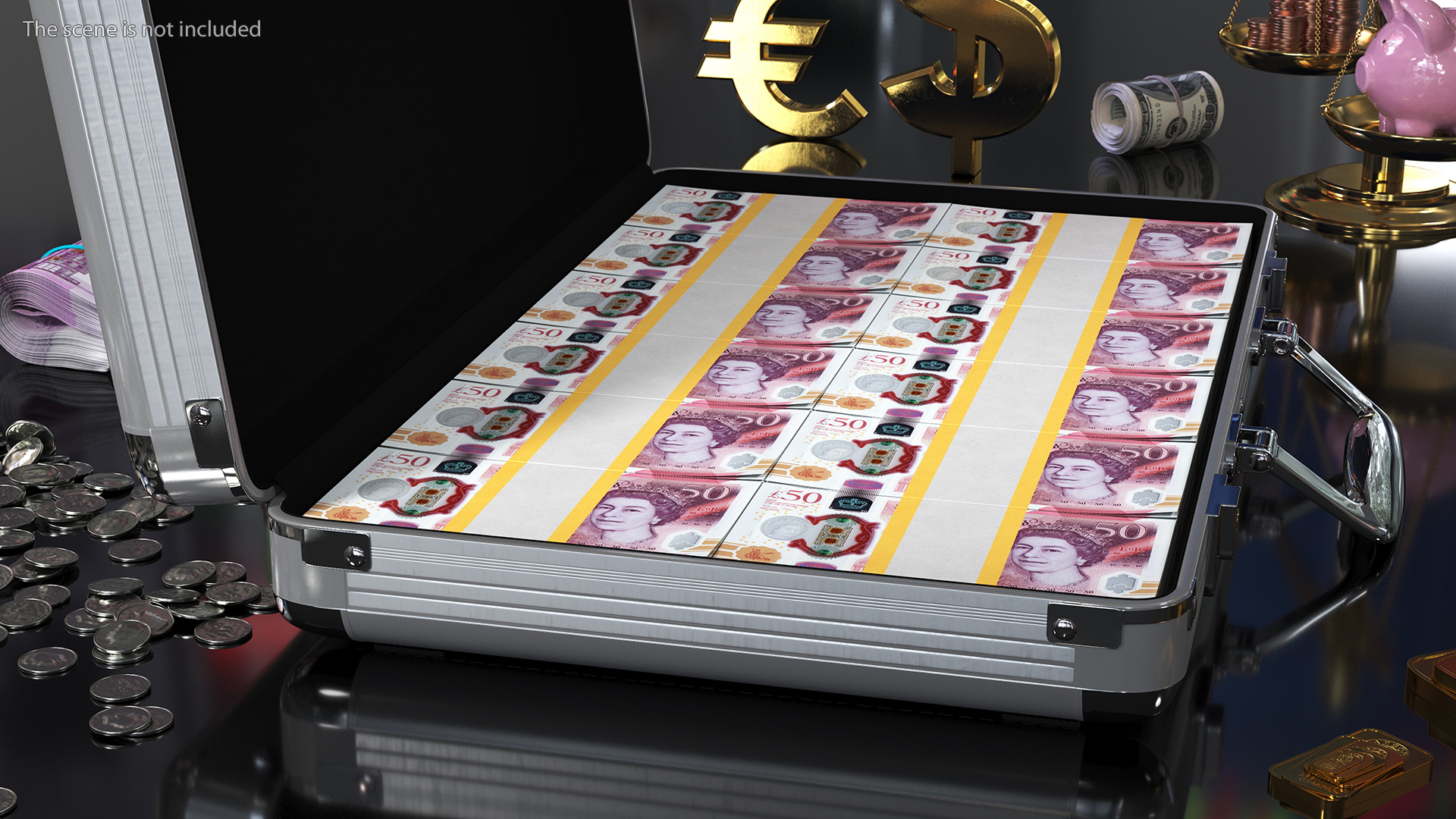 3D Suitcase Full of Pounds model