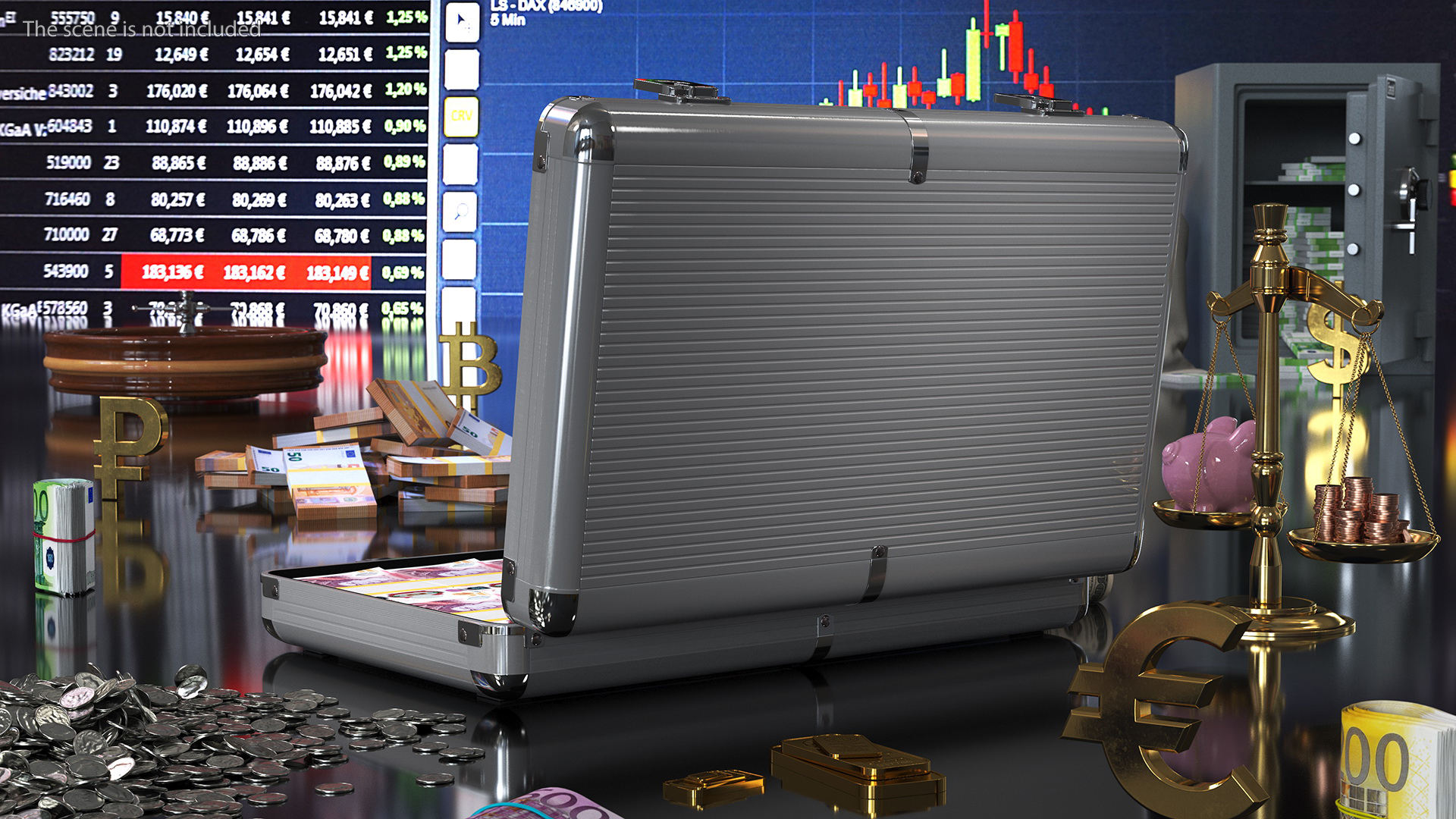 3D Suitcase Full of Pounds model