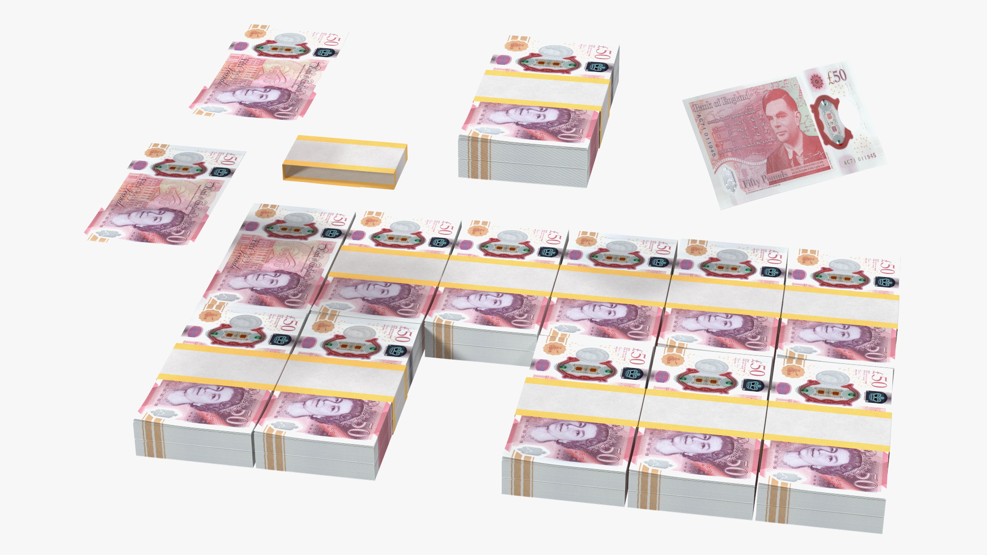 3D Suitcase Full of Pounds model