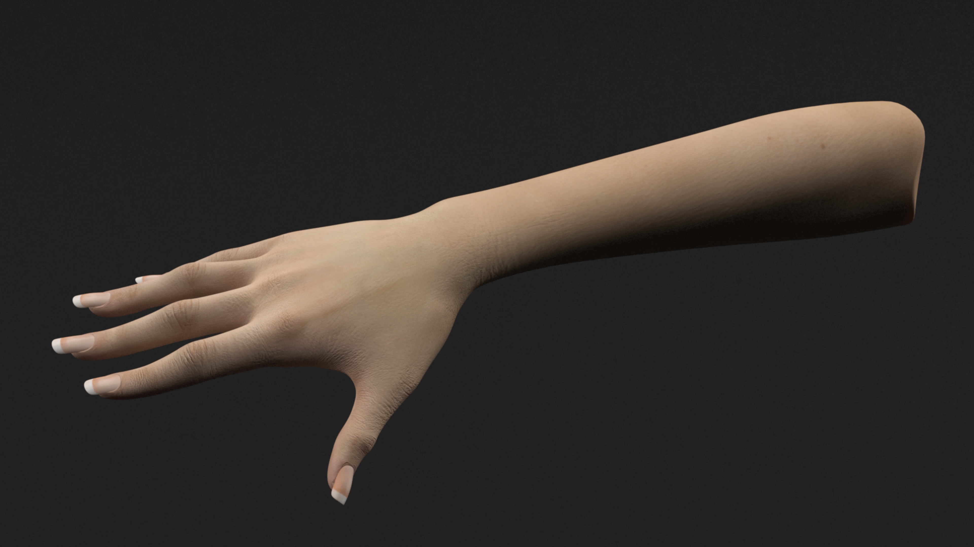 3D White Female Hand Rigged for Maya model