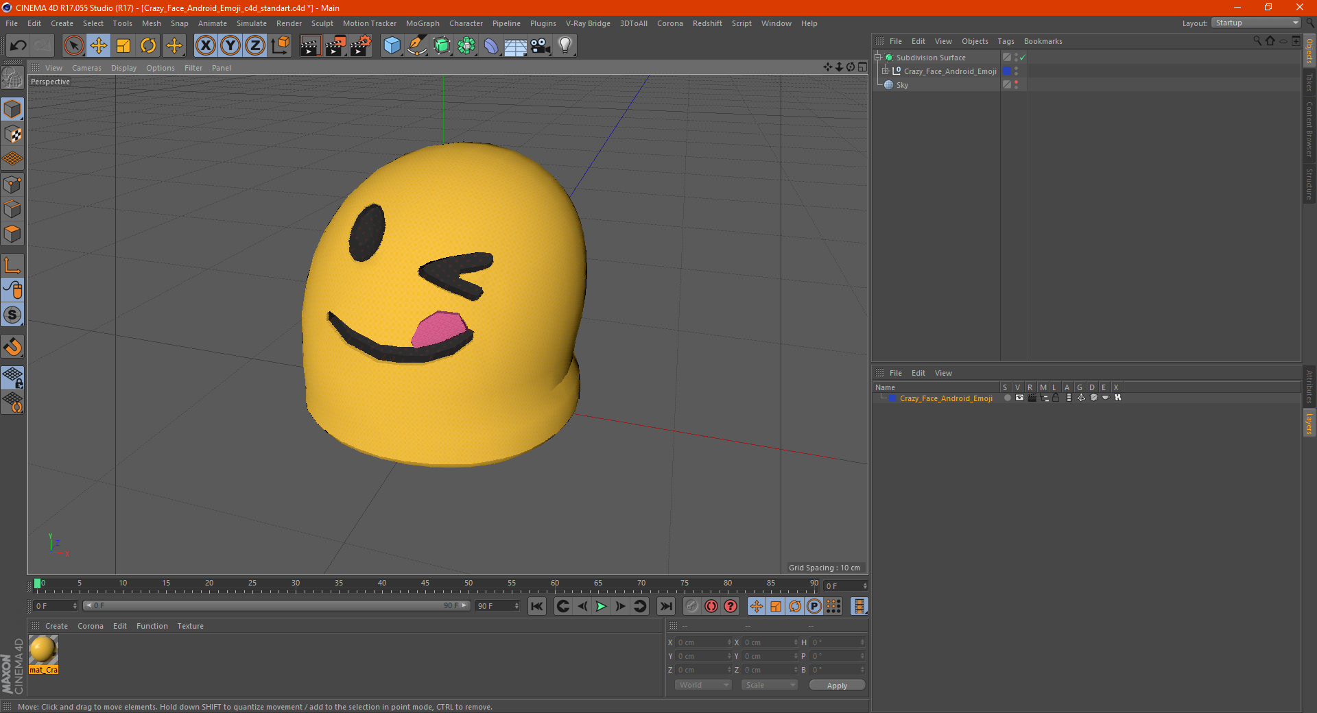 Crazy Face Android Emoji 3D model