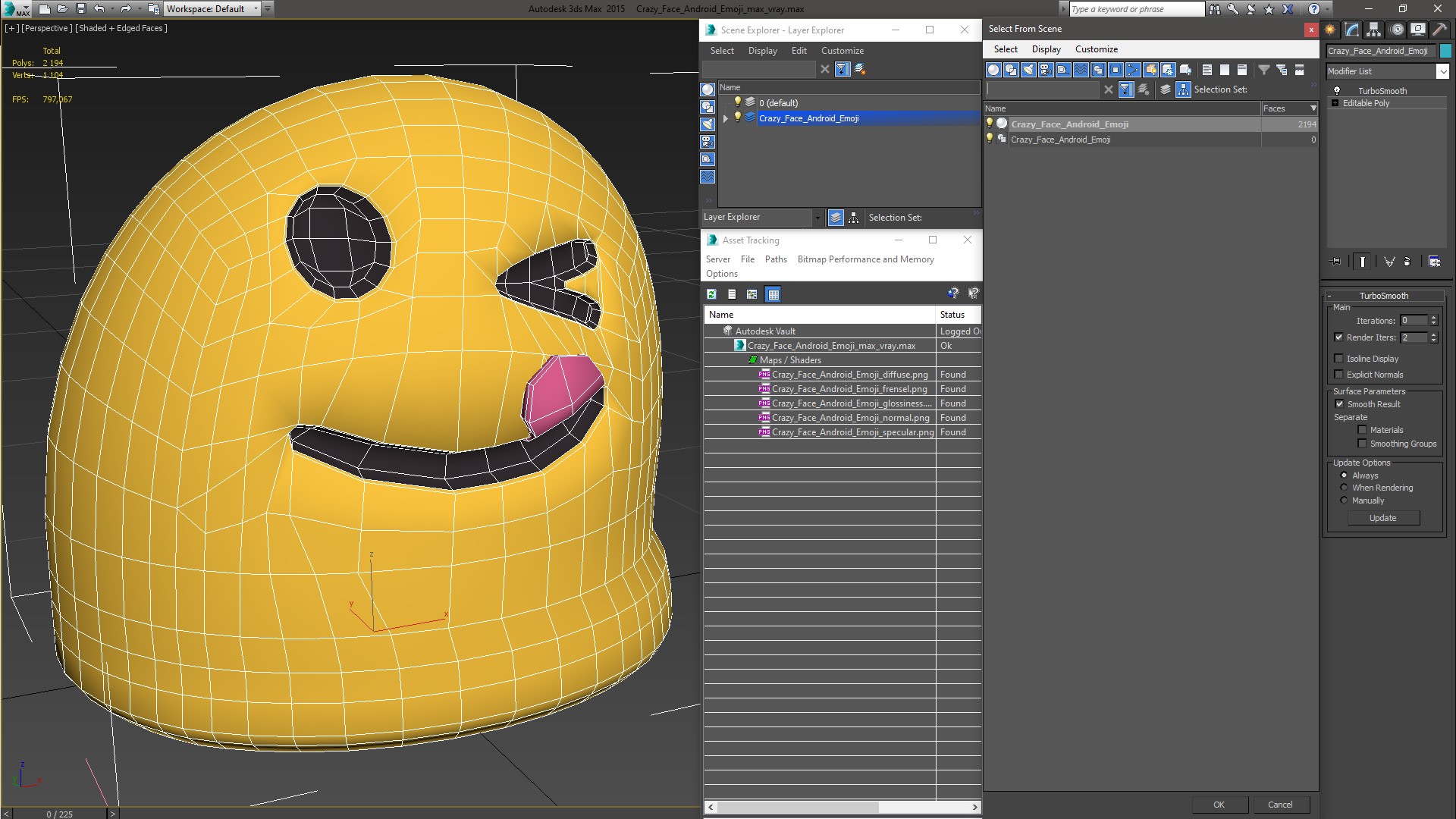Crazy Face Android Emoji 3D model