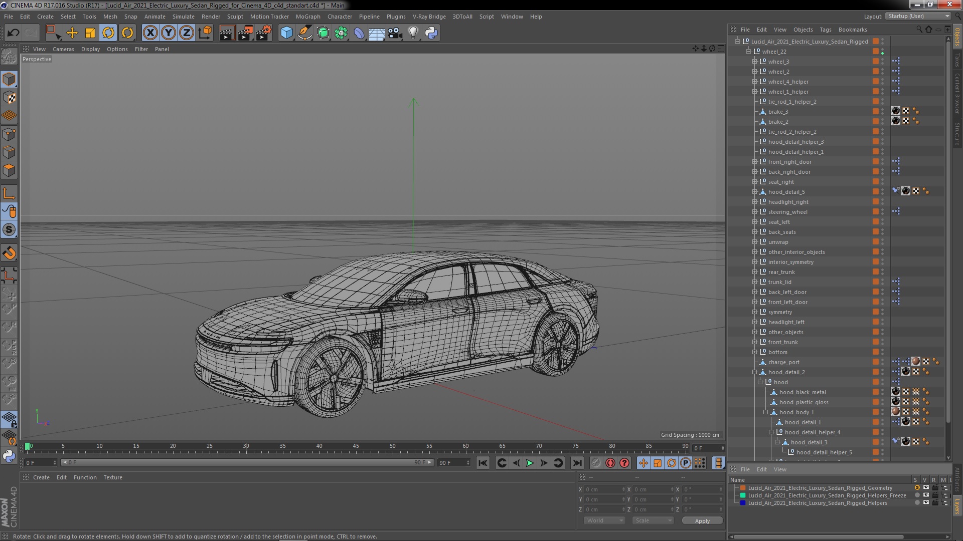 Lucid Air 2021 Electric Luxury Sedan Rigged for Cinema 4D 3D
