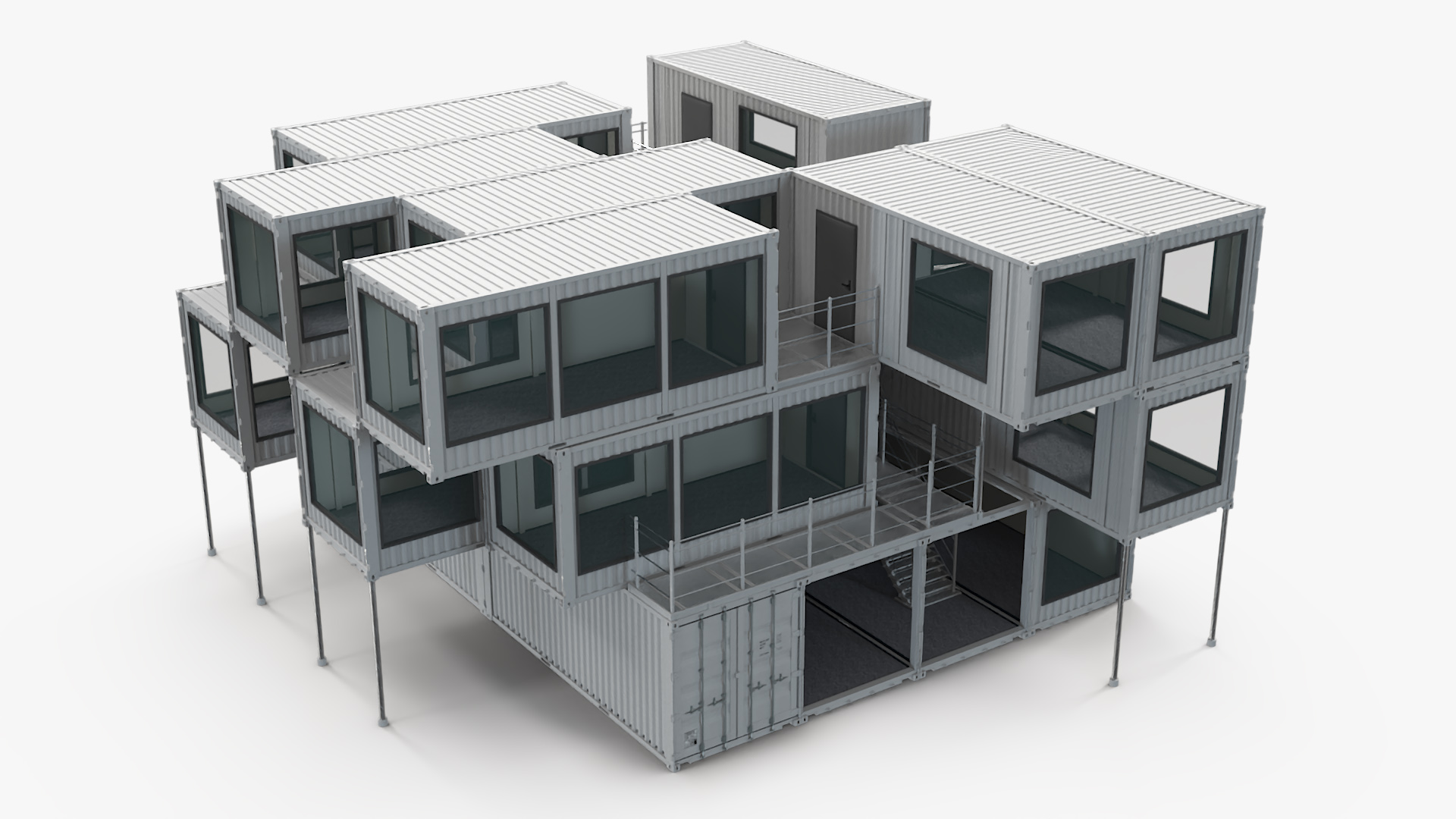 3D model Designer Container Office Building White
