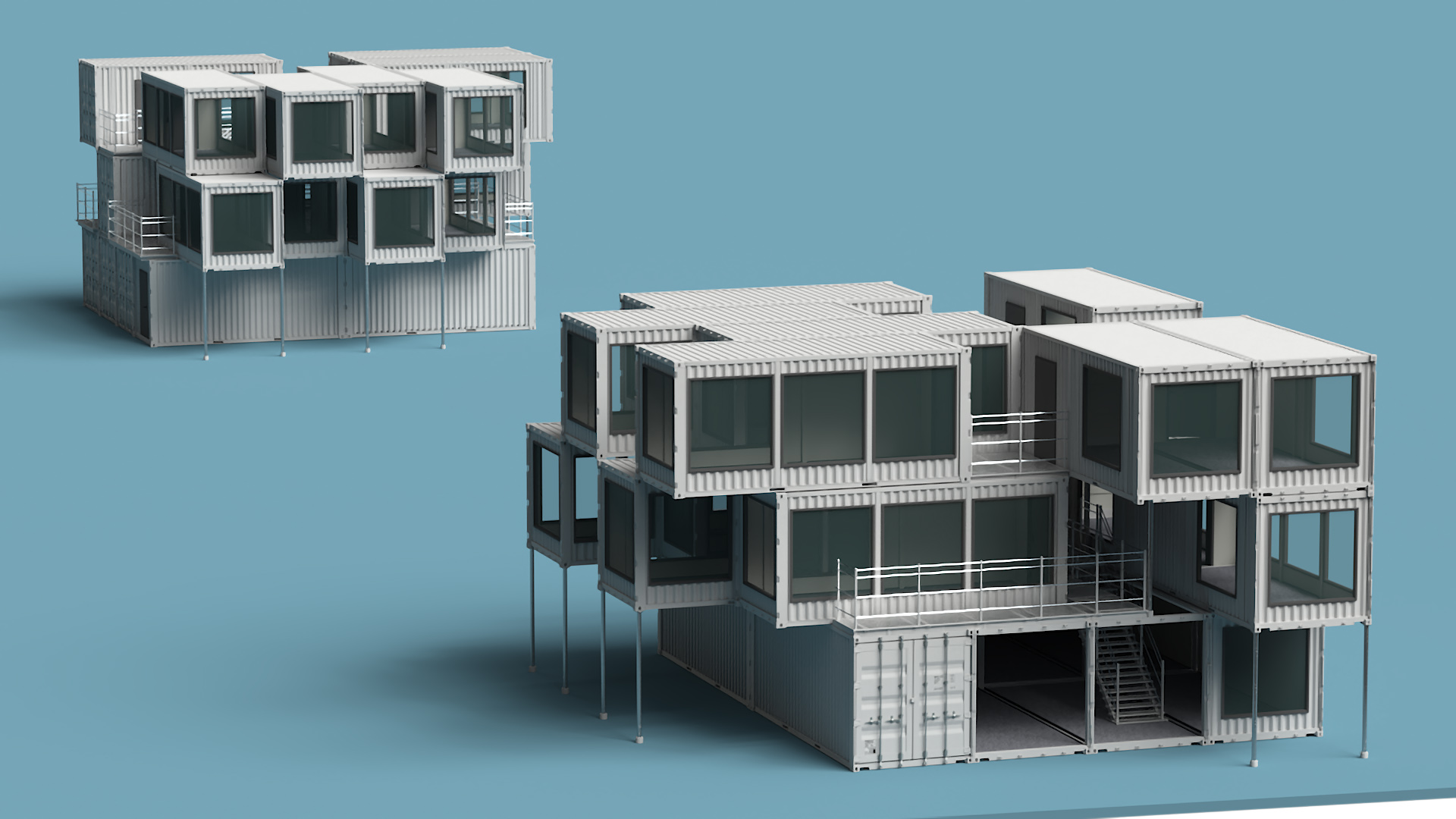 3D model Designer Container Office Building White